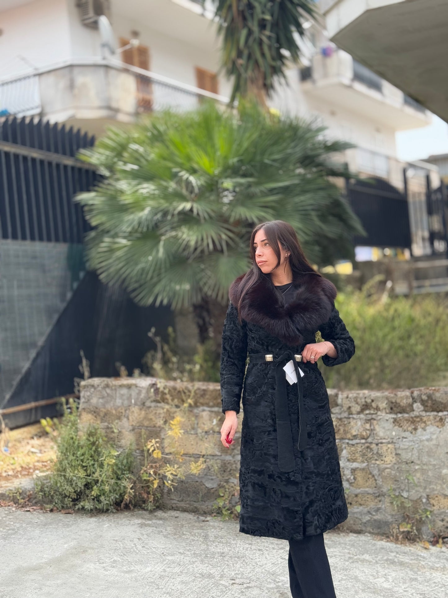 Cappotto in astrakan e volpe