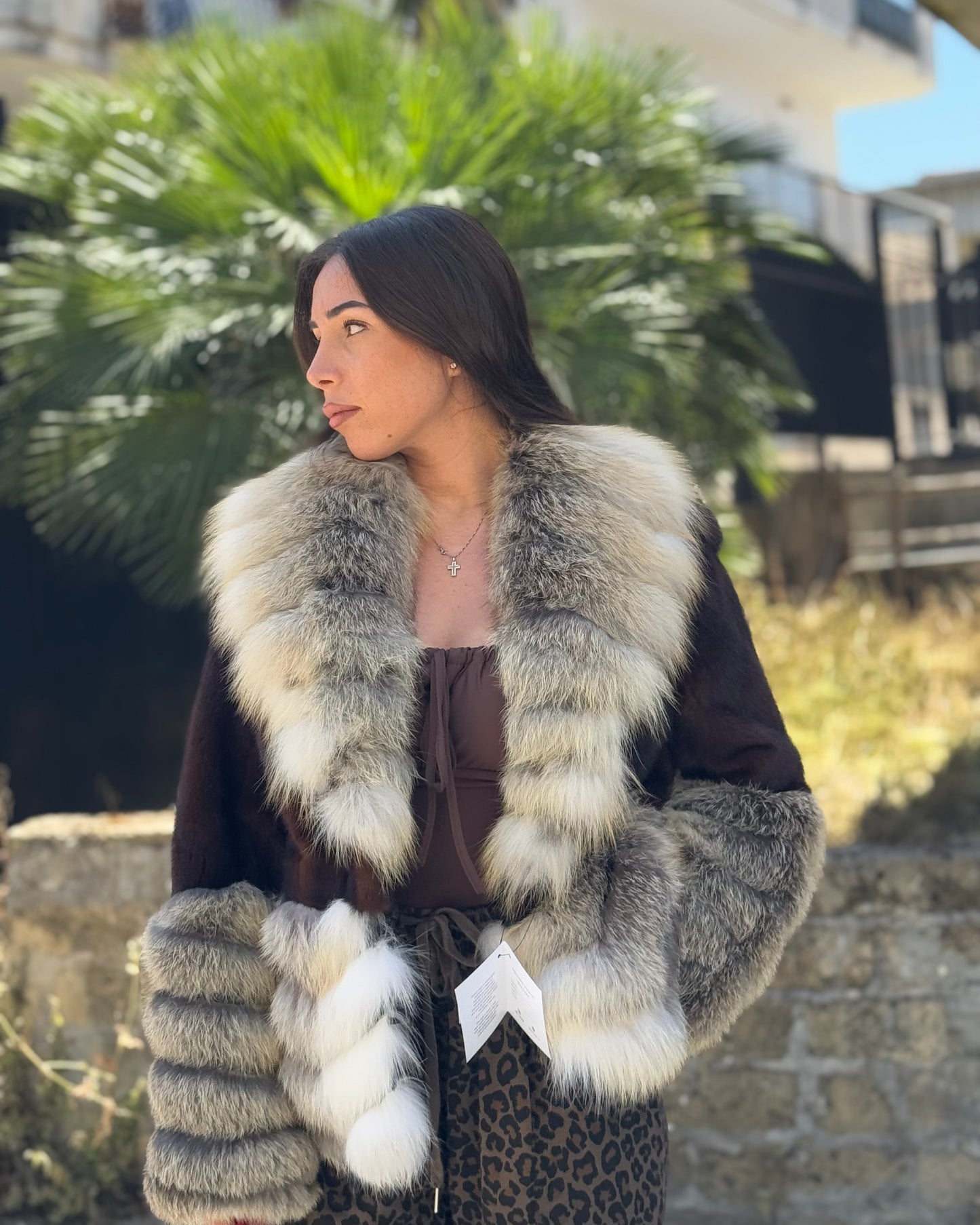 Giacca in visone e volpe golden