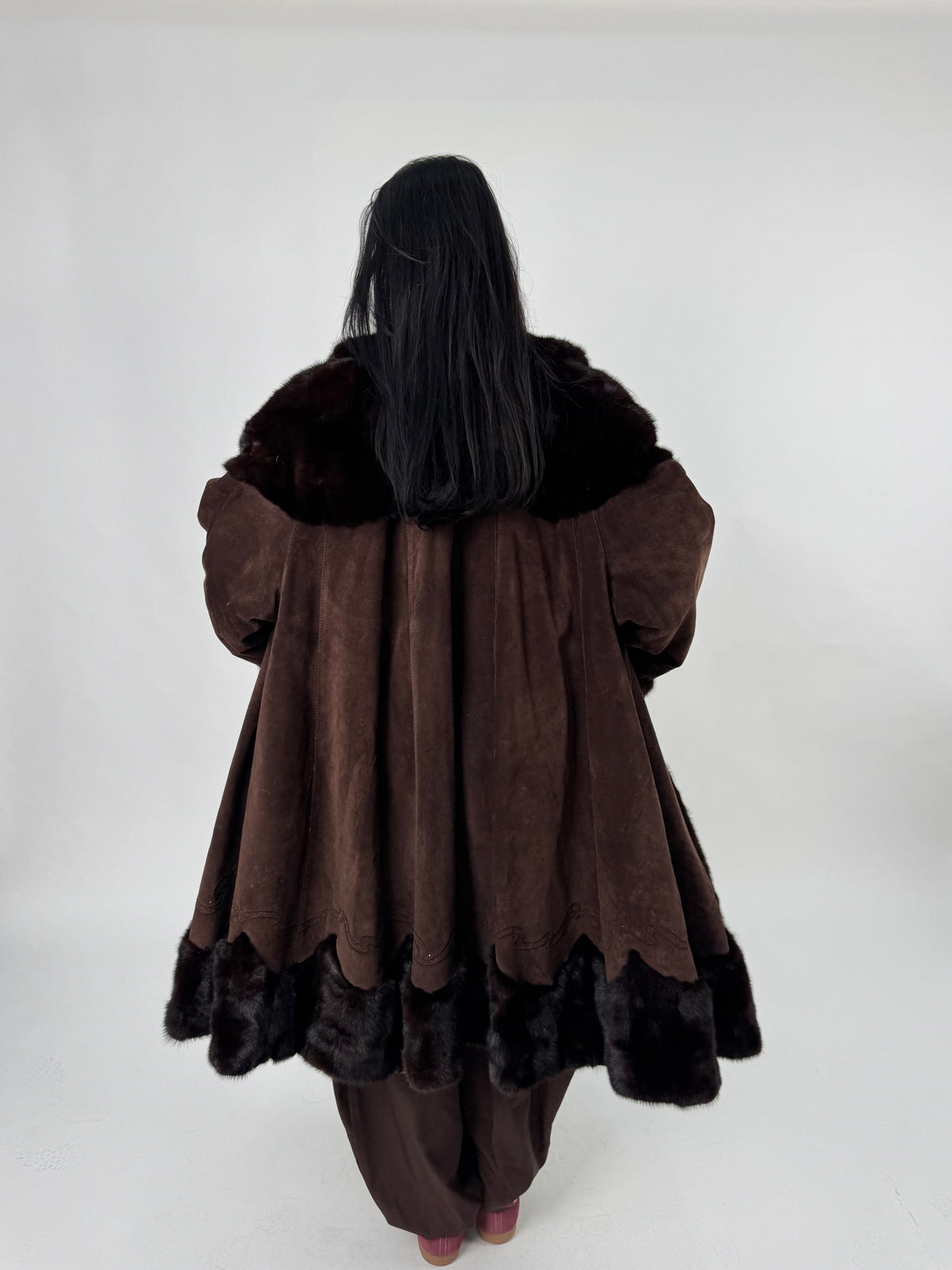 Cappotto in visone e camoscio N754