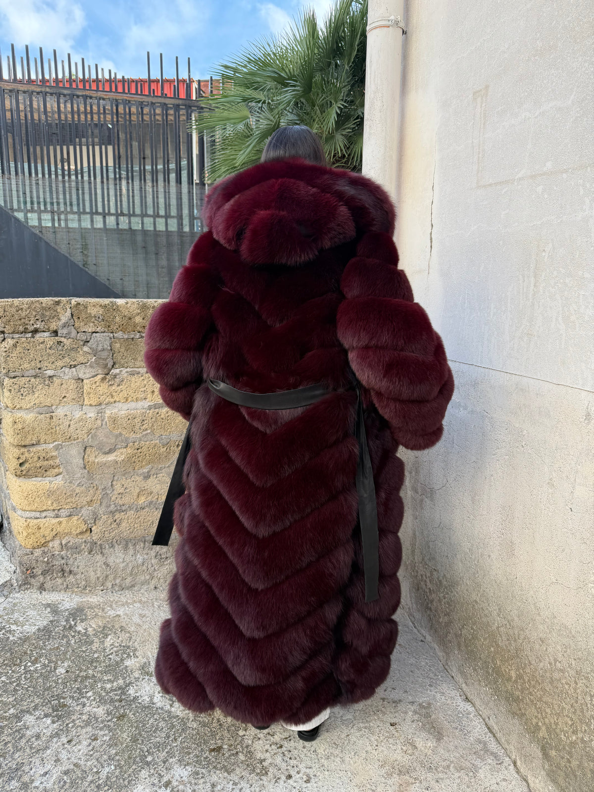 Cappotto Sandy in volpe bordeaux