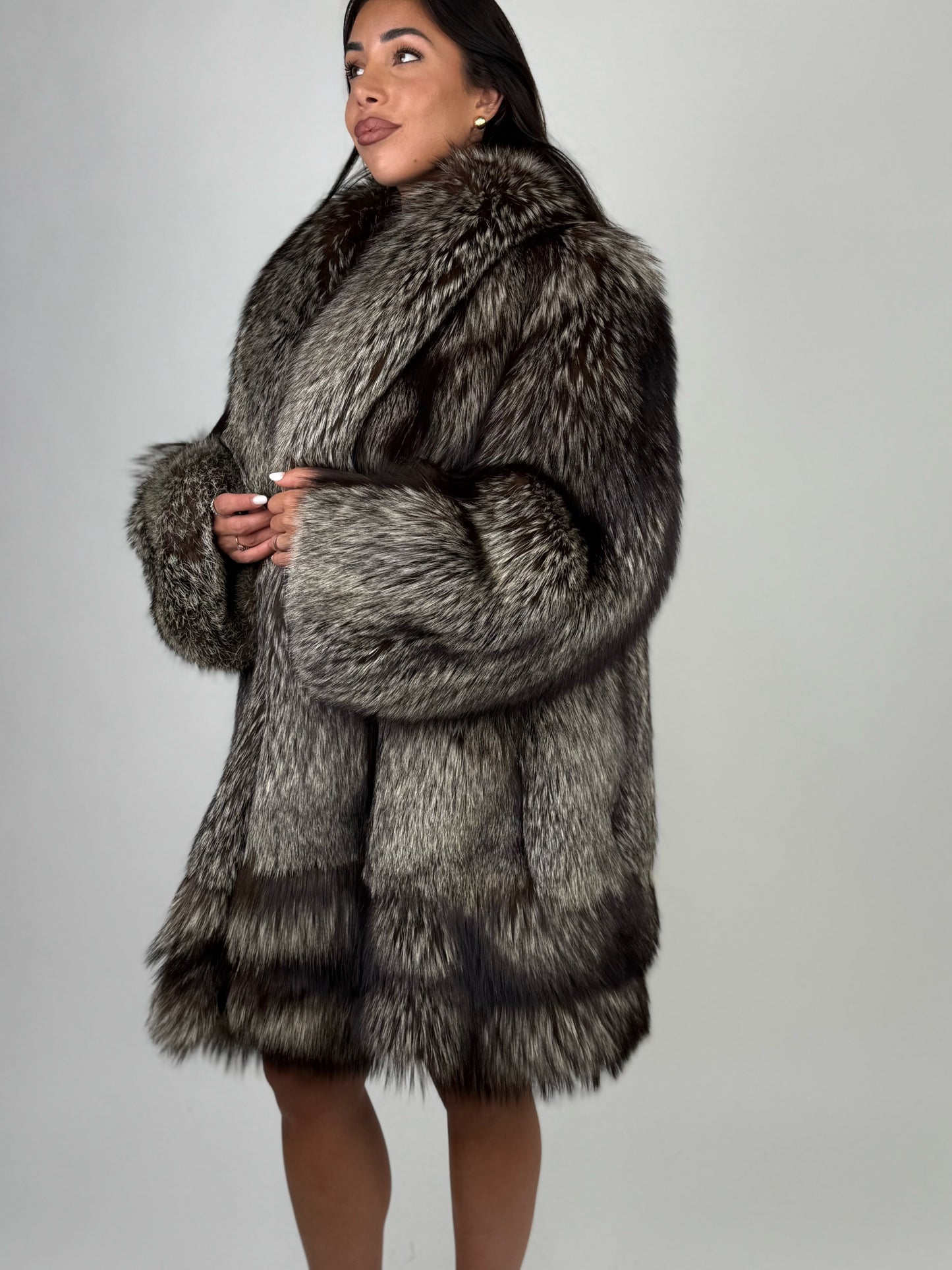 Cappotto in volpe argentata N787