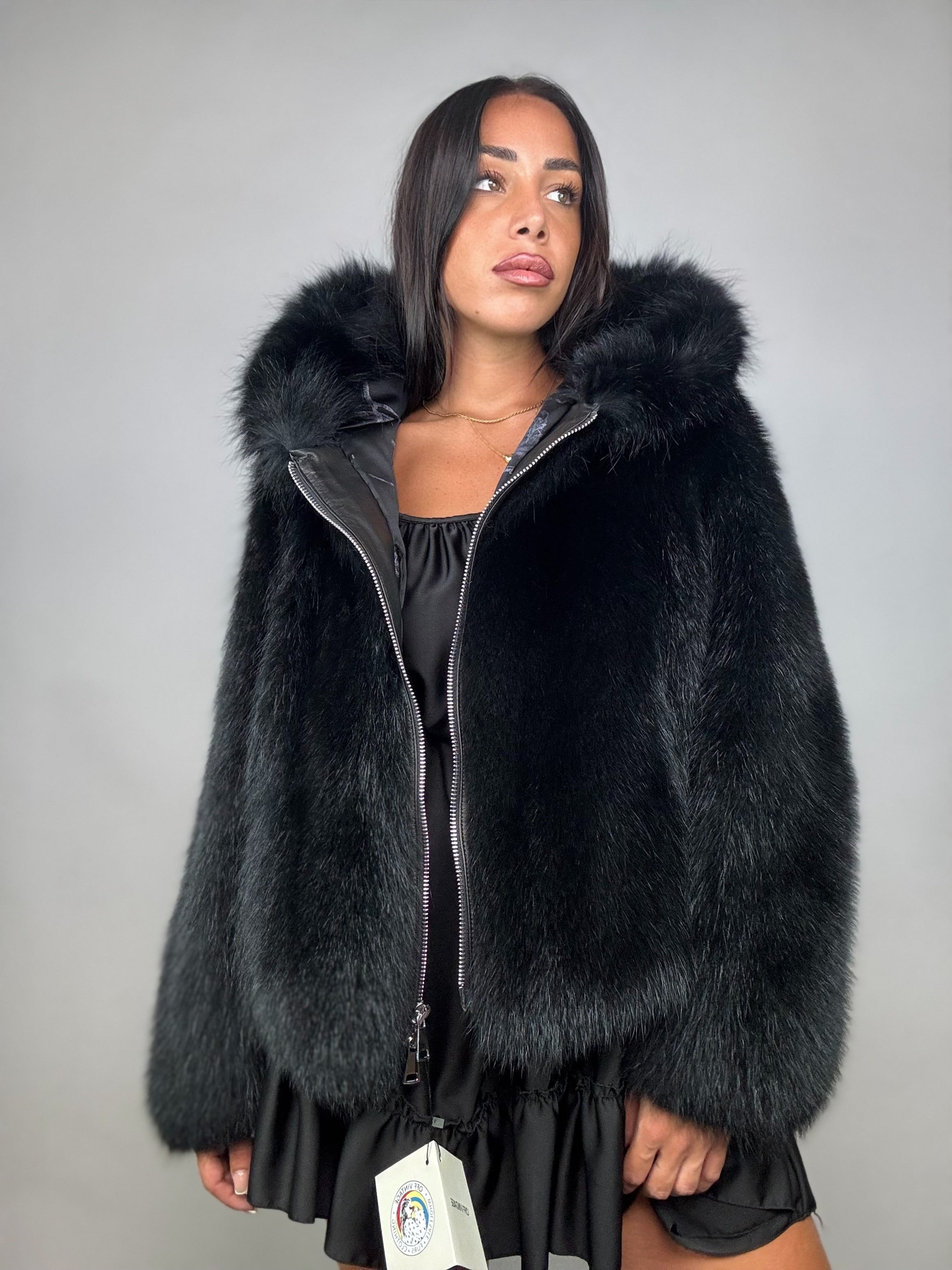 Silver fox bomber jacket