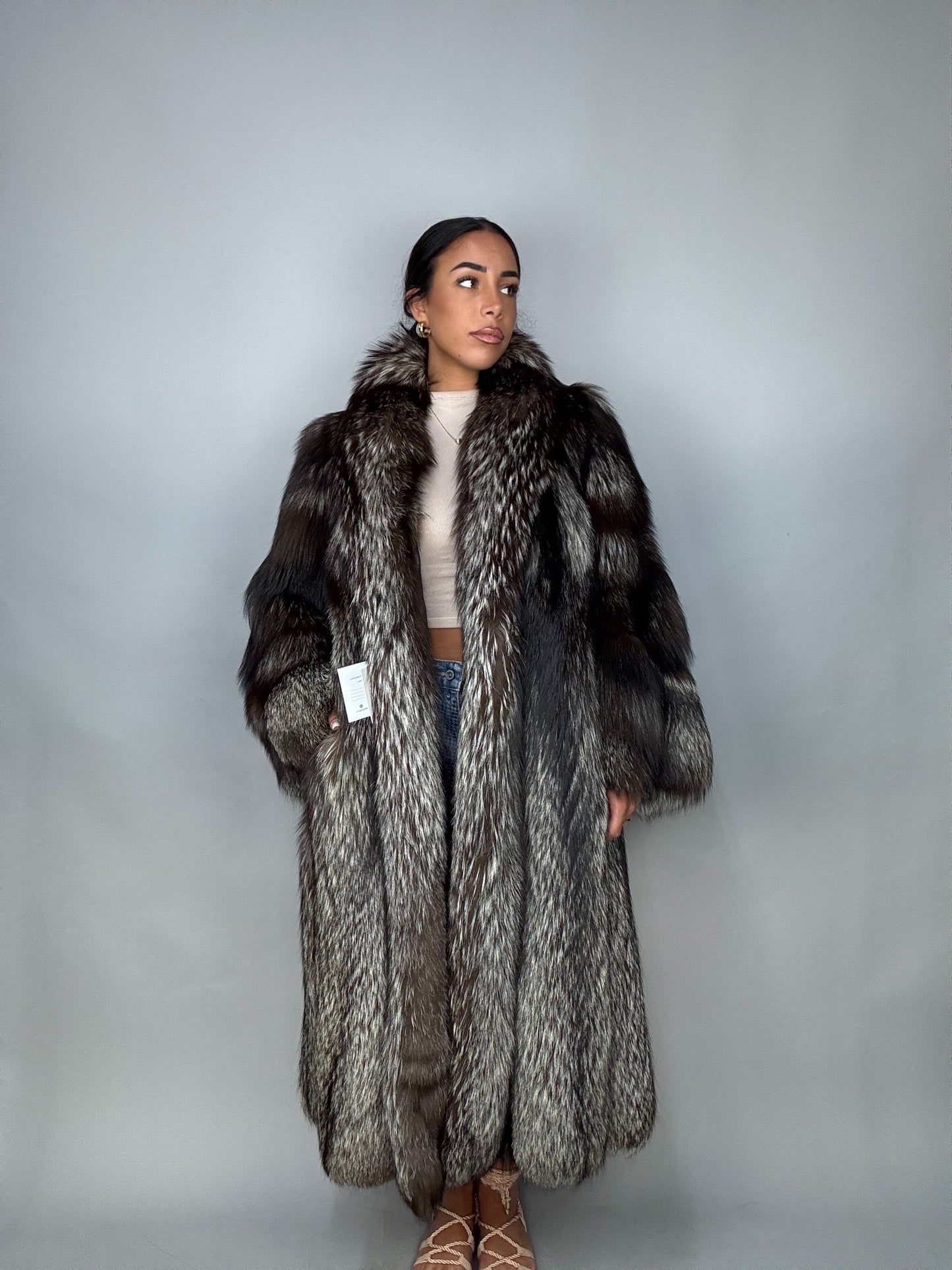 Cappotto in volpe argentata