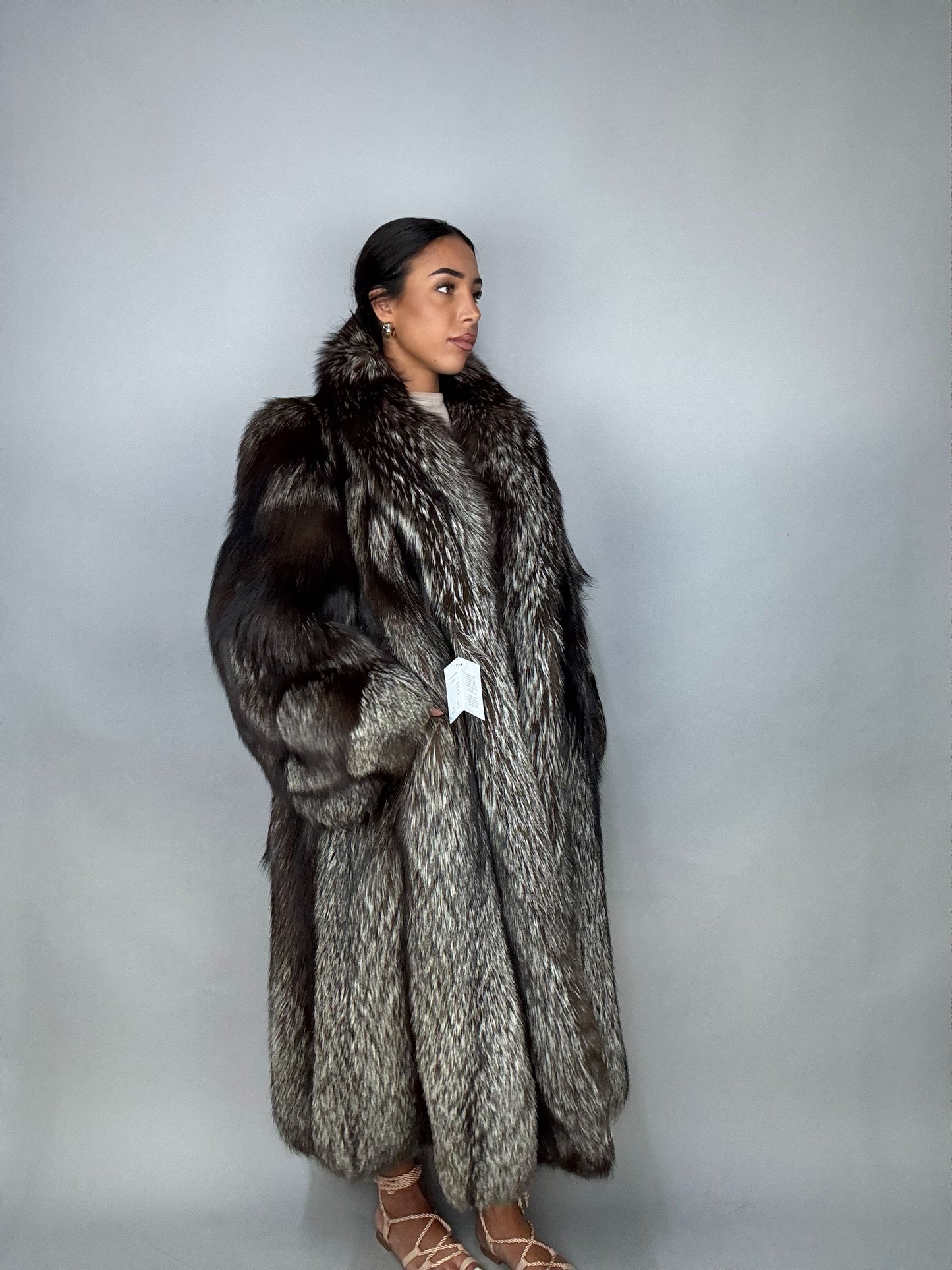 Cappotto in volpe argentata