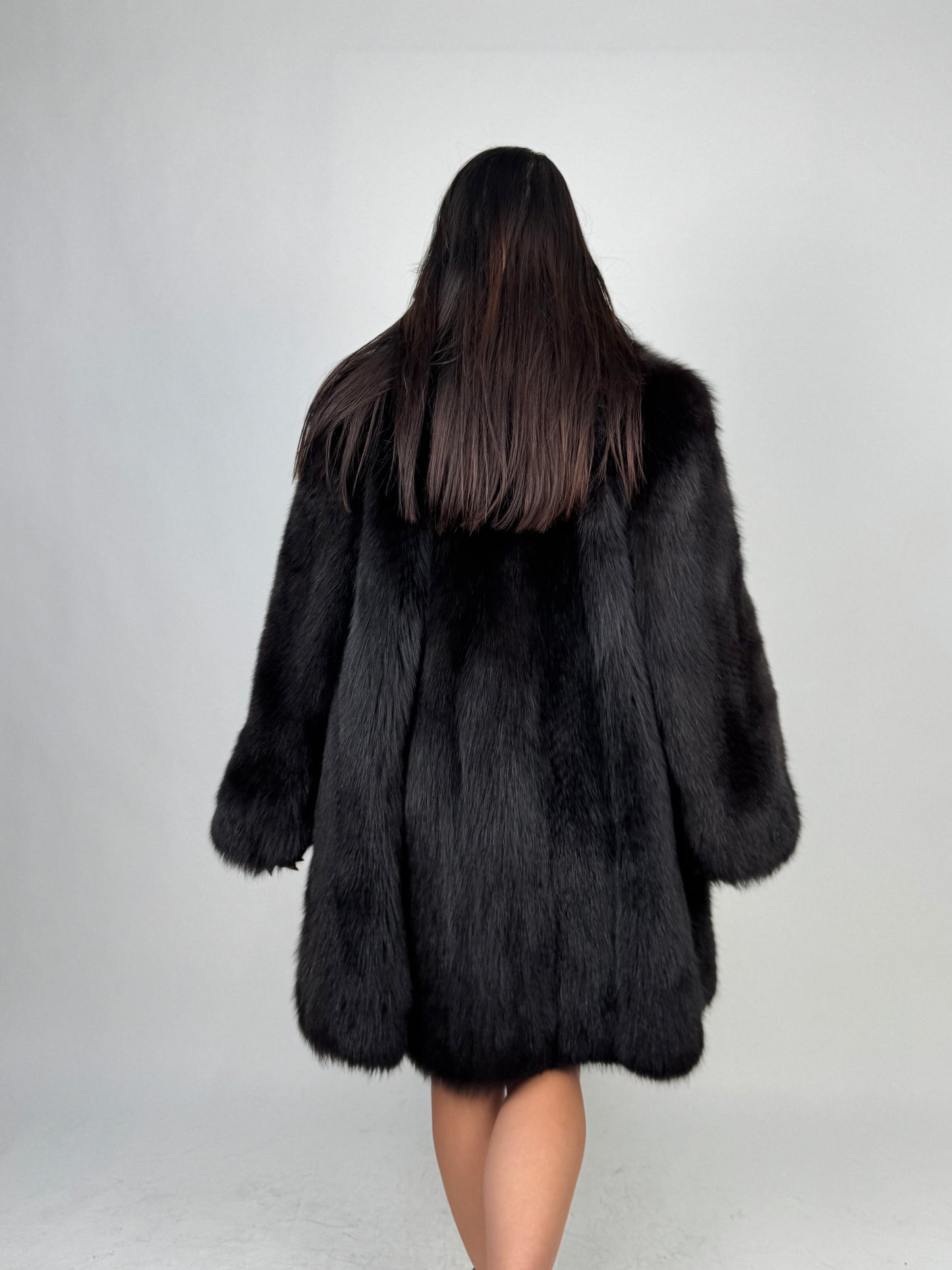 Giacca in volpe total black N48