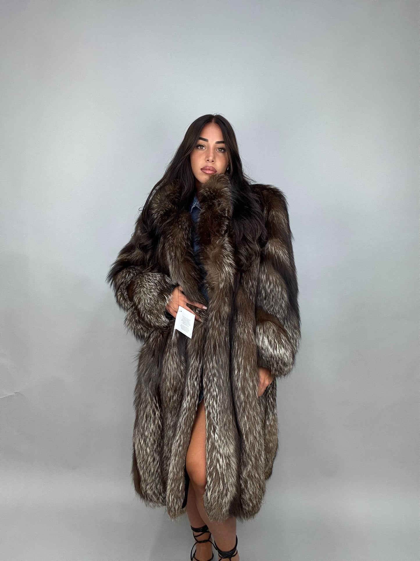 Cappotto in volpe argentata