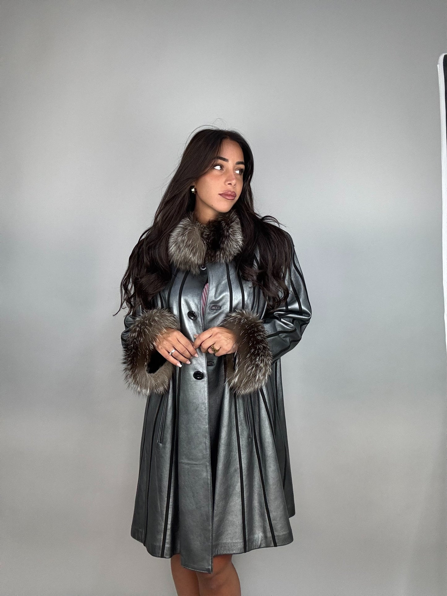 Cappotto in pelle e volpe