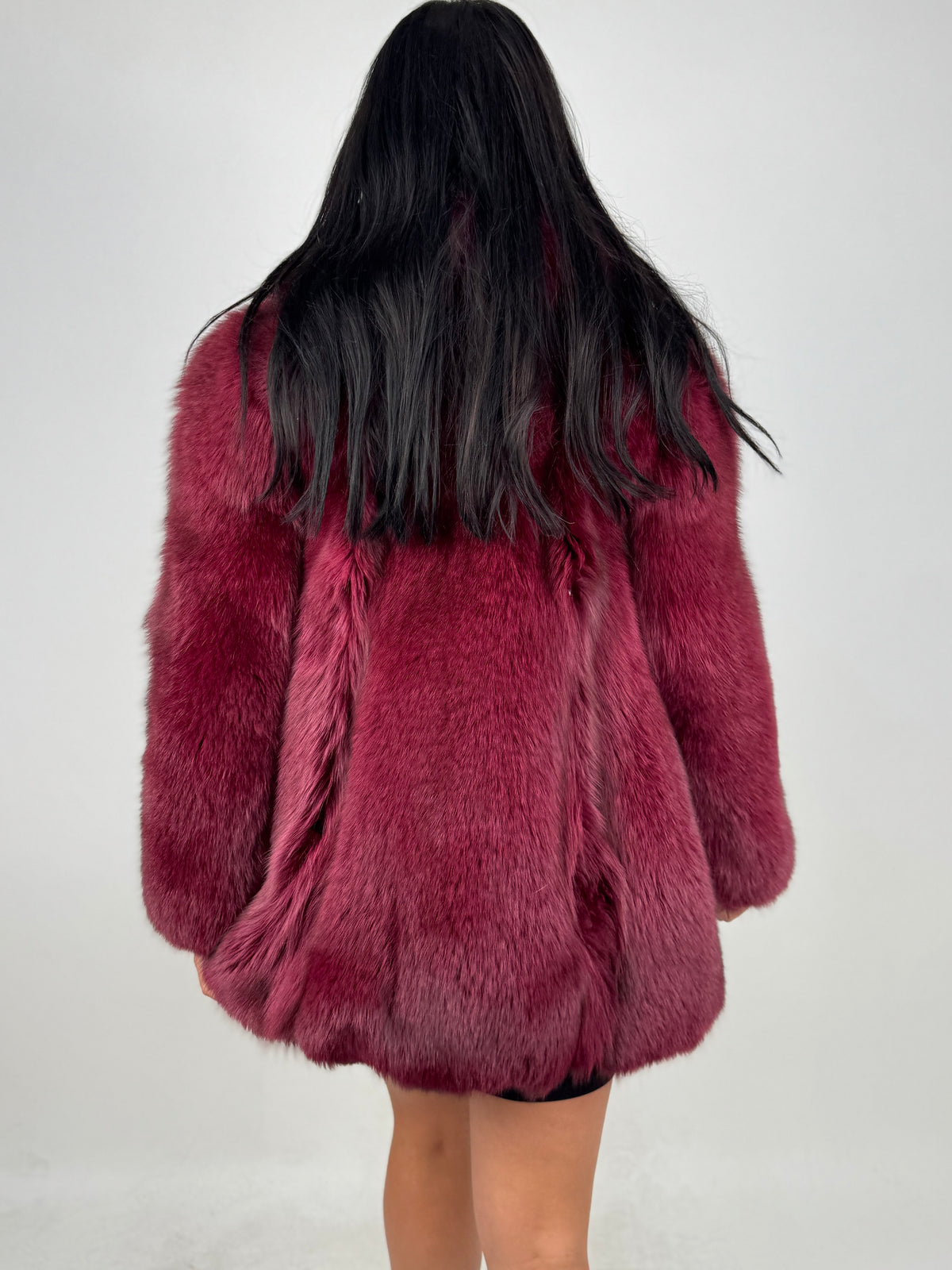 Giacca in volpe bordeaux N232