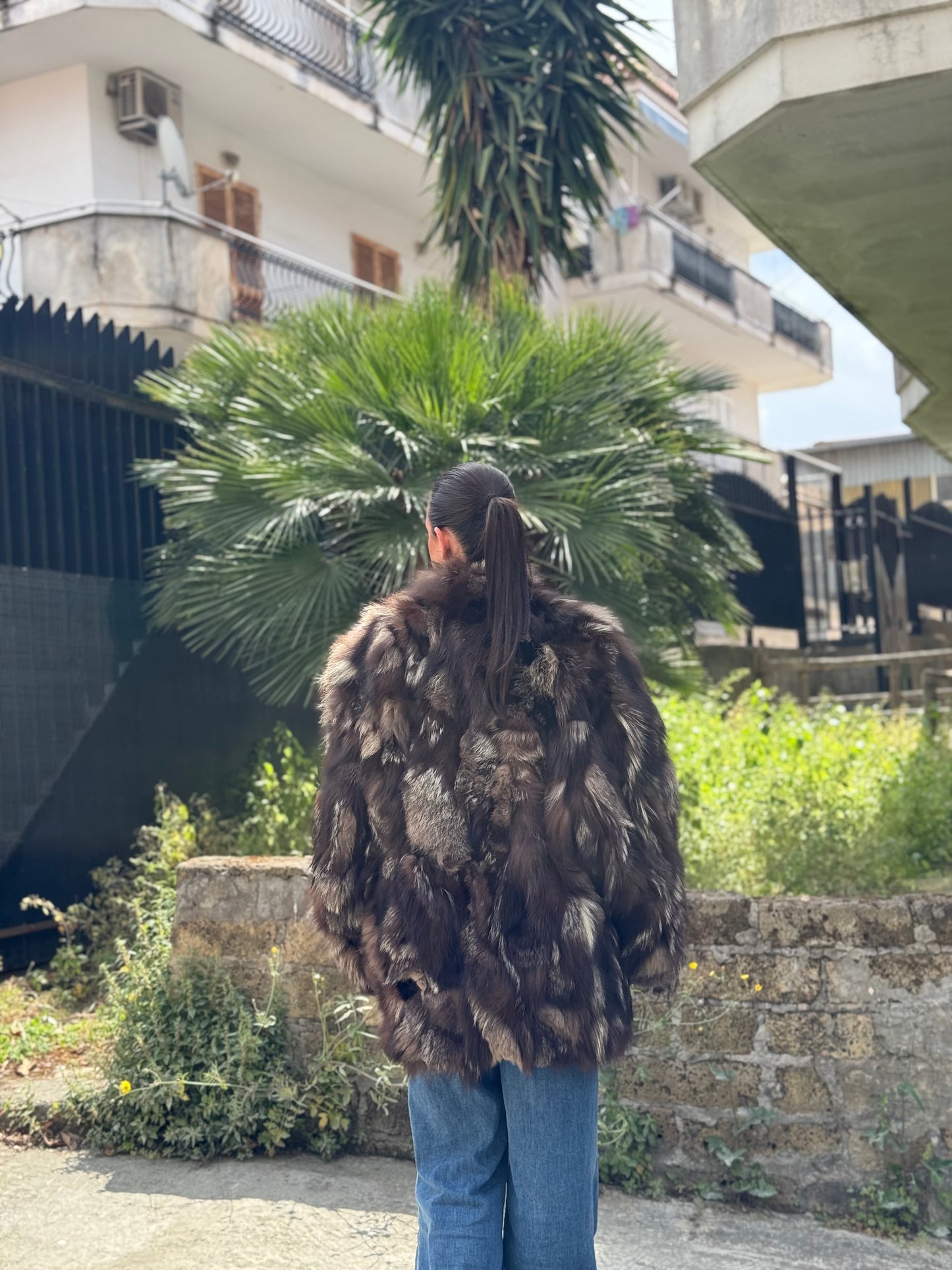 Giacca in volpe argentata