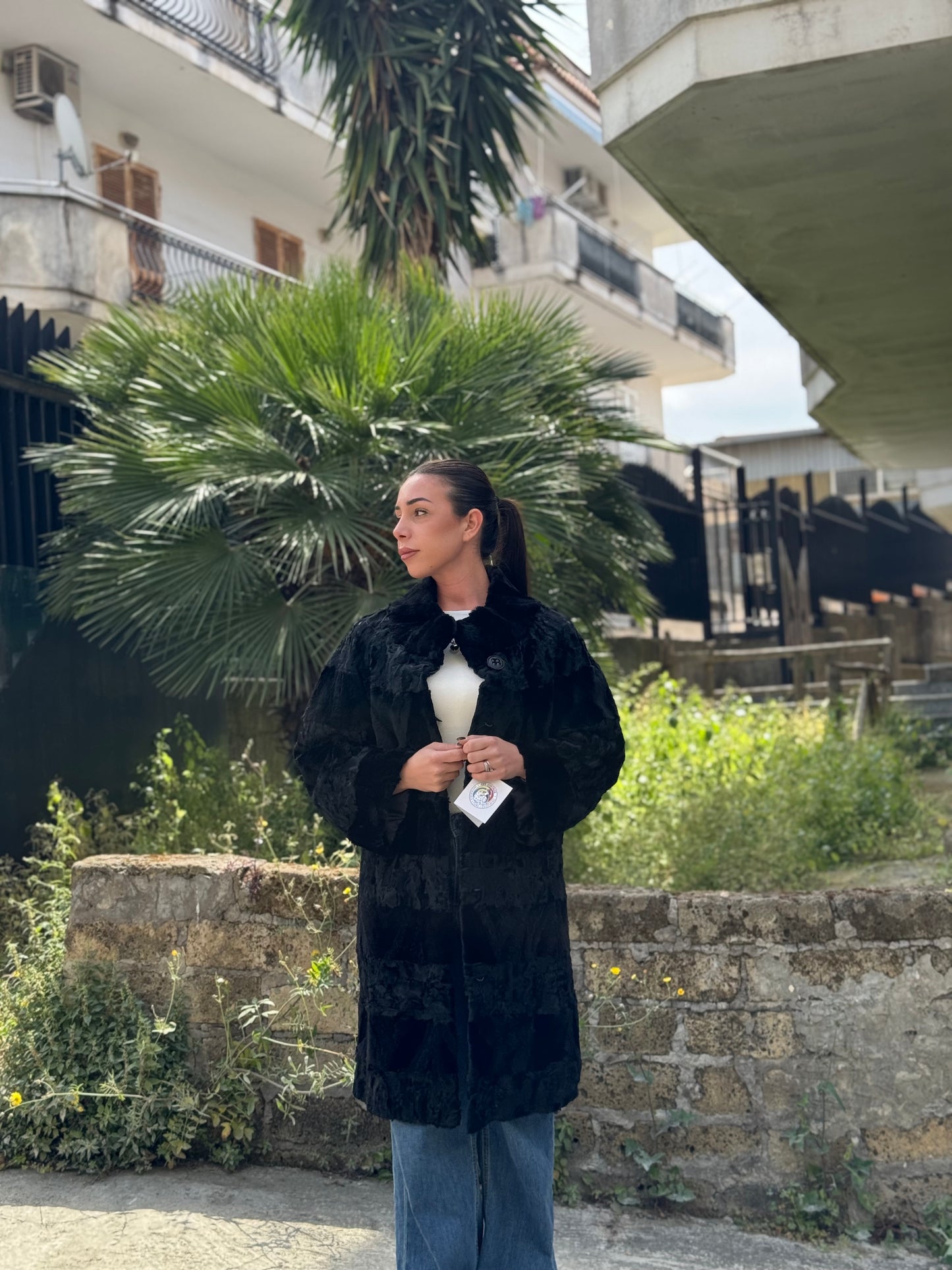 Cappotto in astrakan e visone