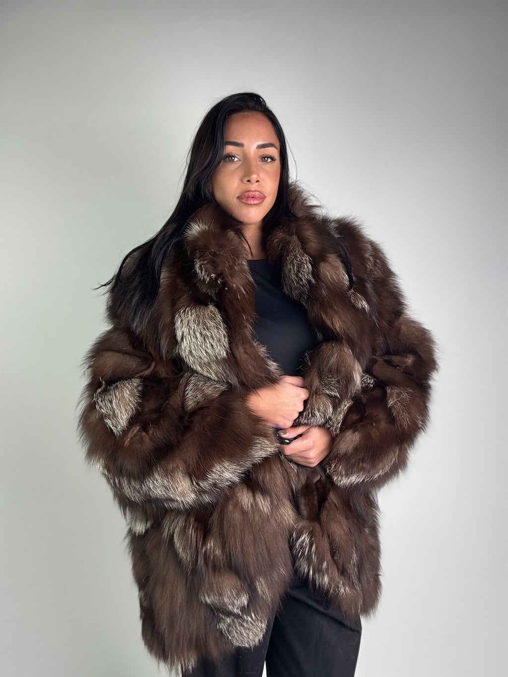 Giacca in volpe argentata N945