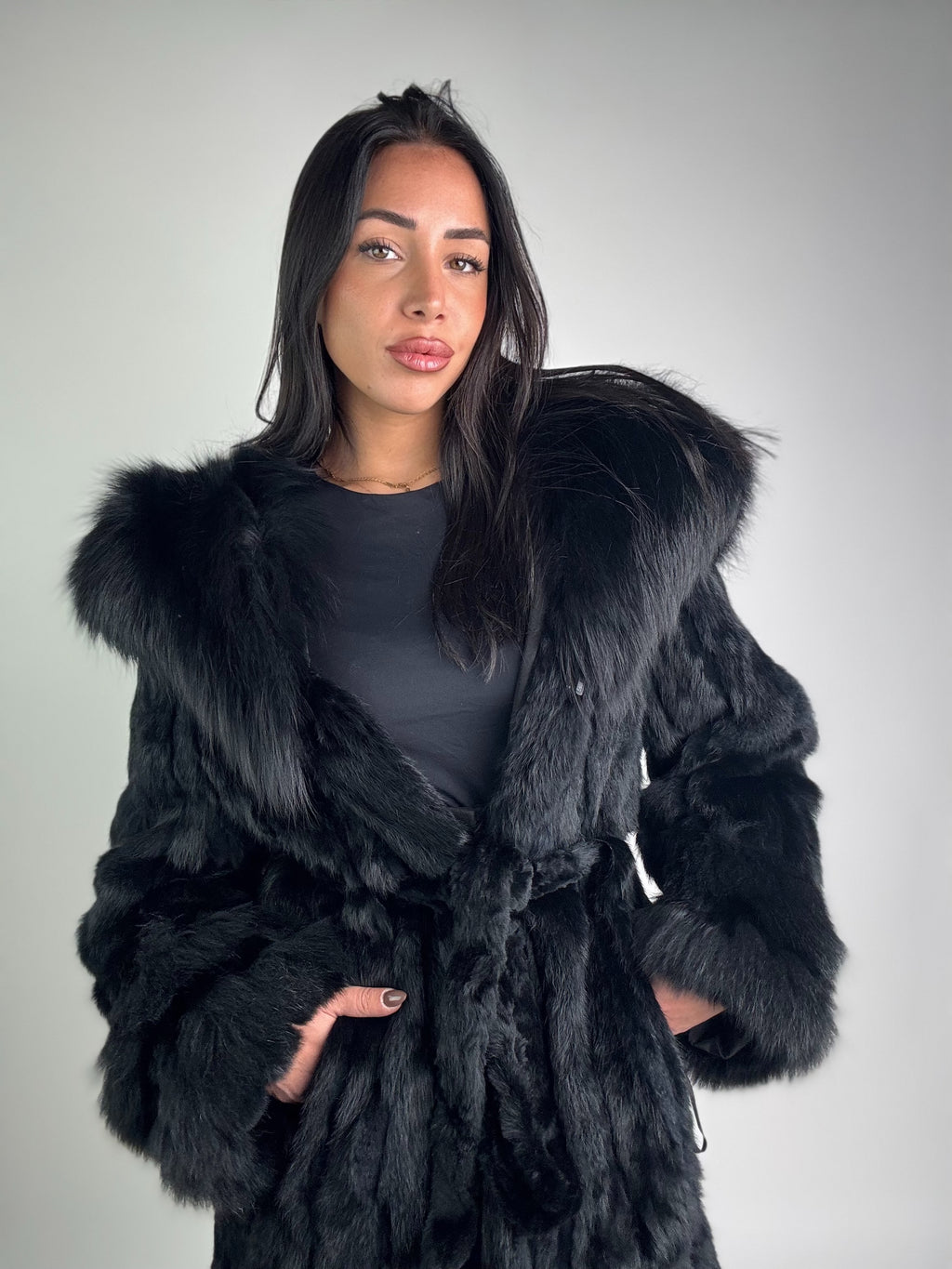 Cappotto in visone e volpe N374