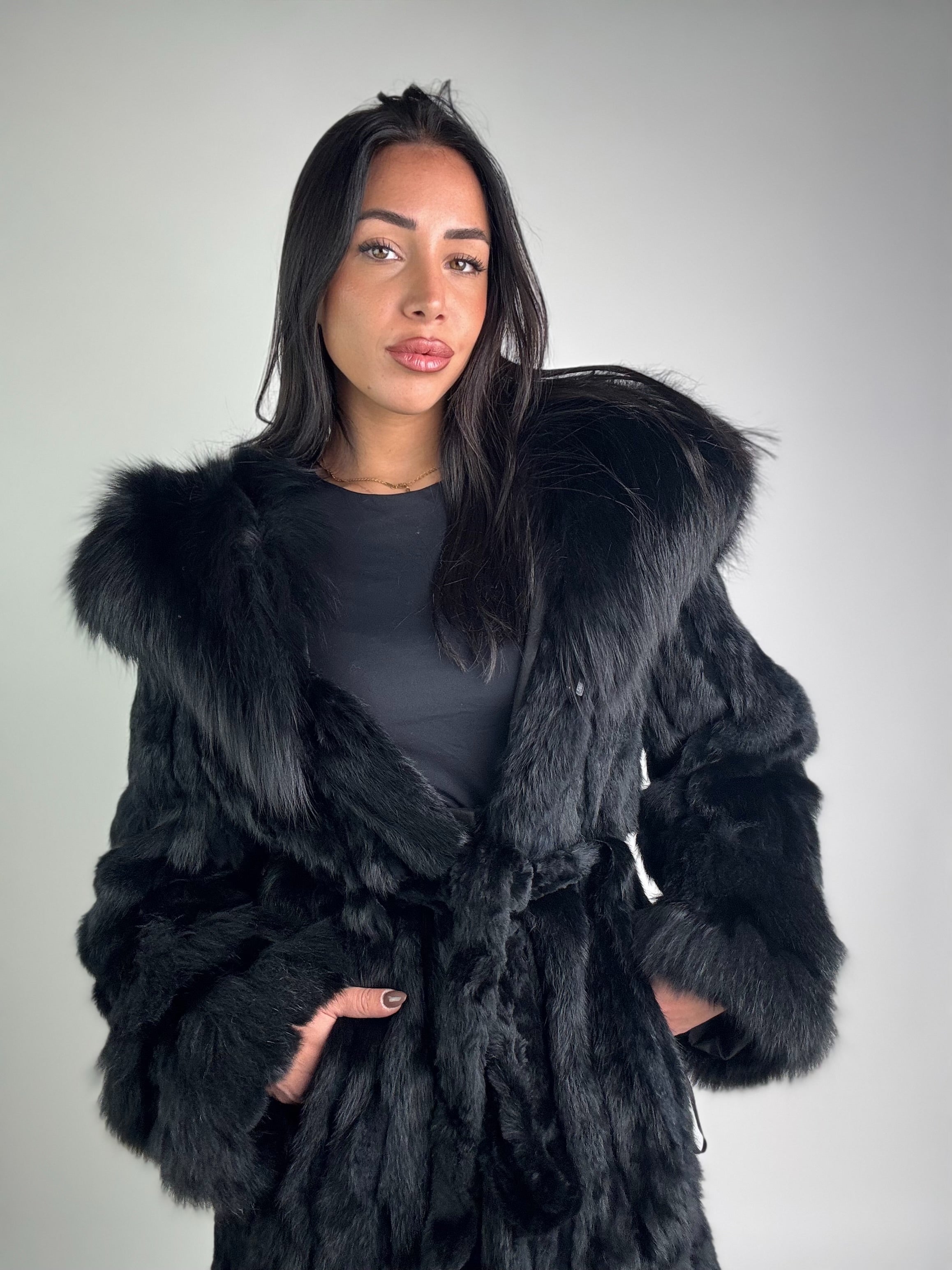 Cappotto in visone e volpe N374