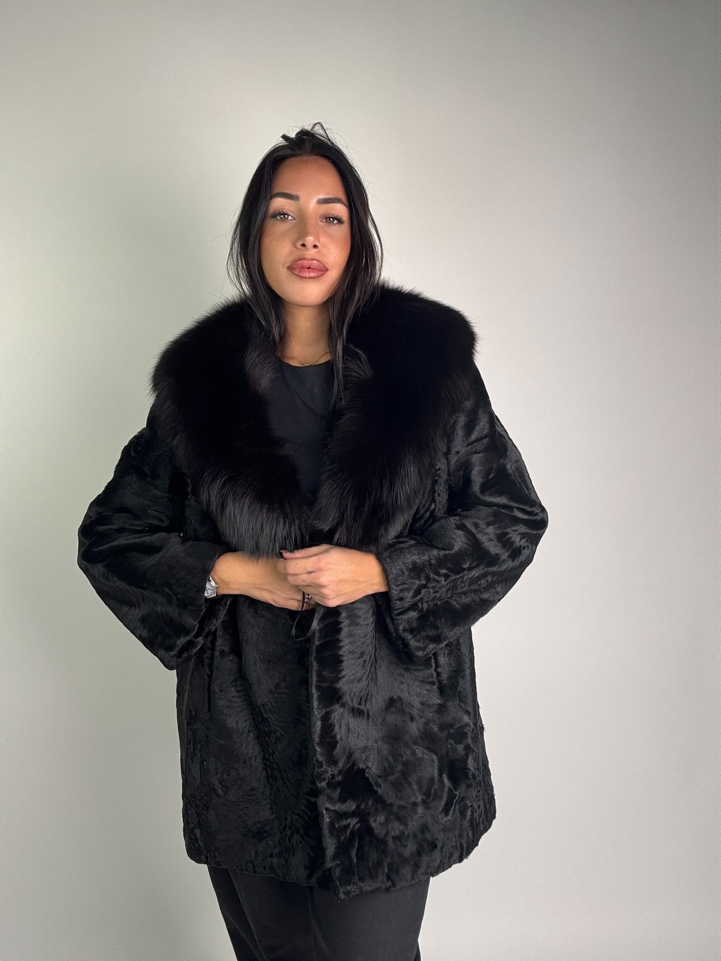 Giacca in astrakan e volpe N21