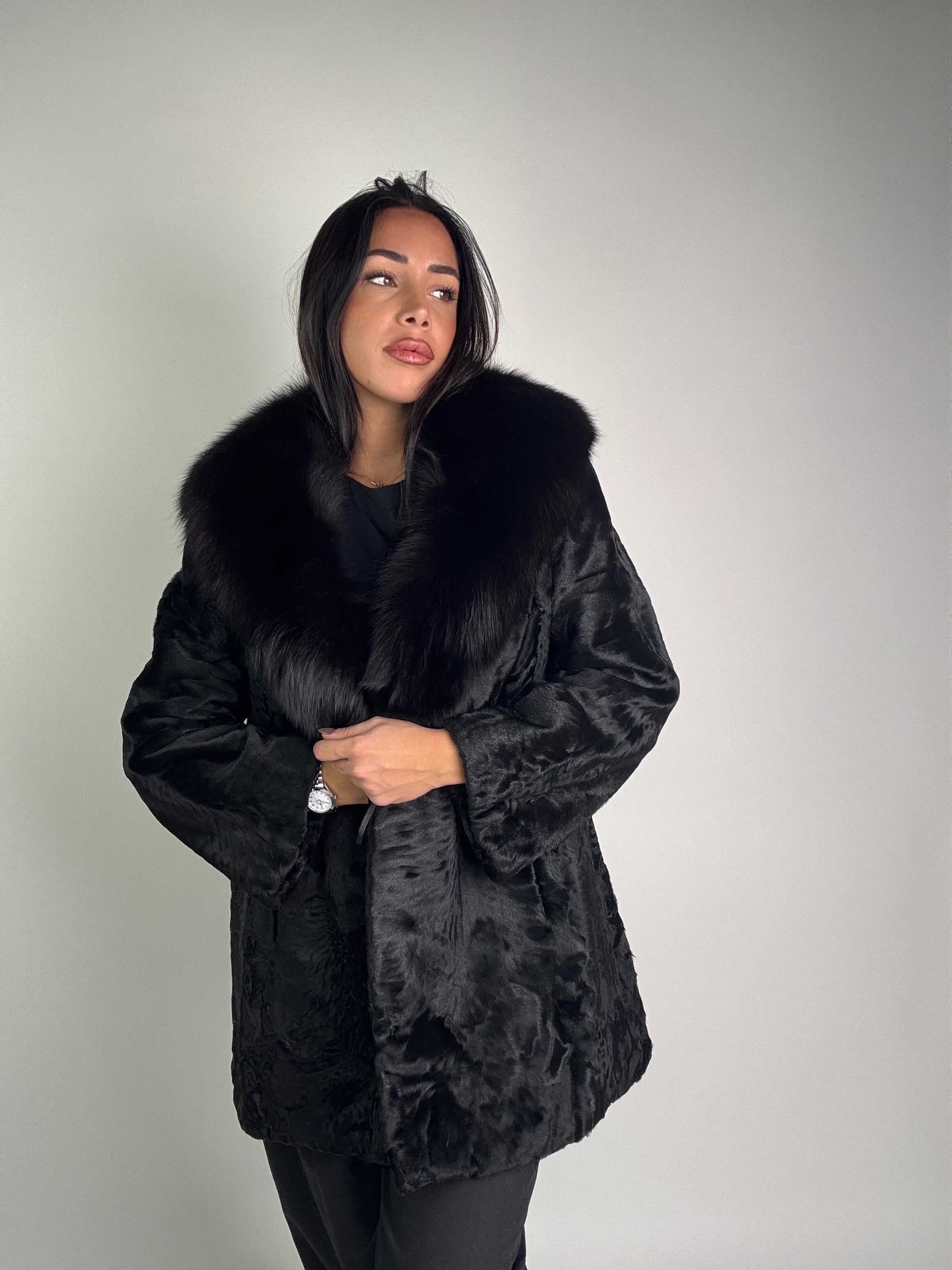 Giacca in astrakan e volpe N21