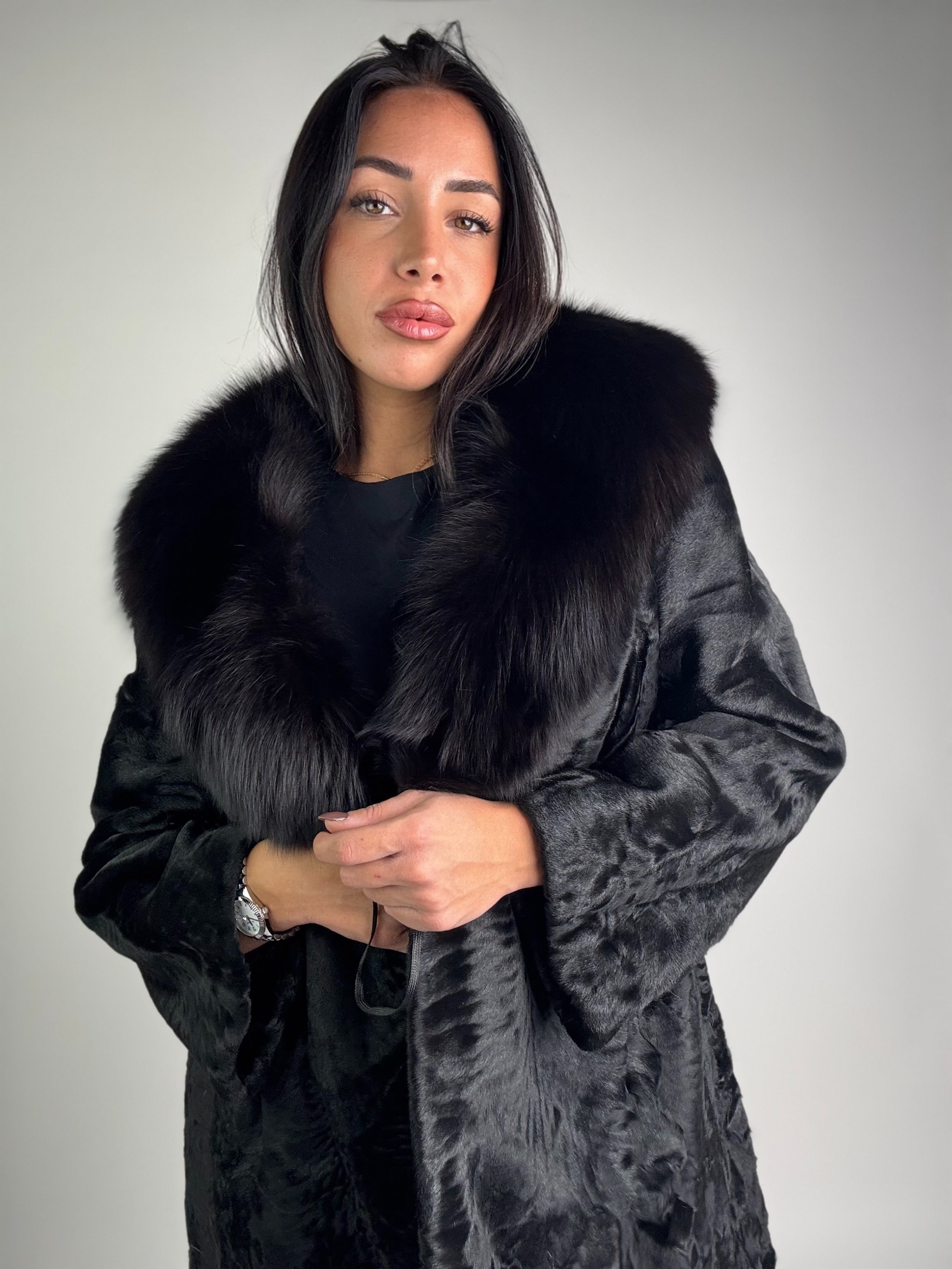 Giacca in astrakan e volpe N21