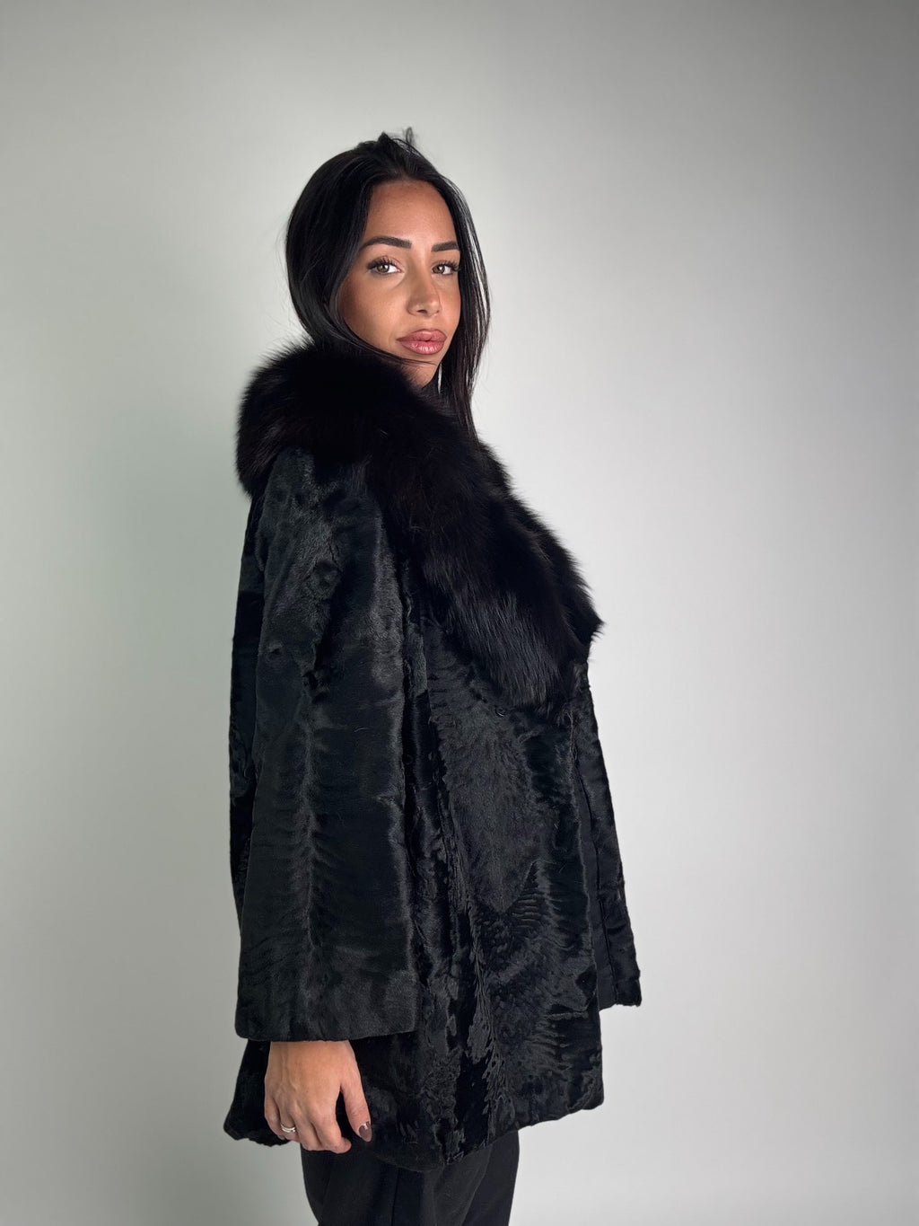 Giacca in astrakan e volpe N21