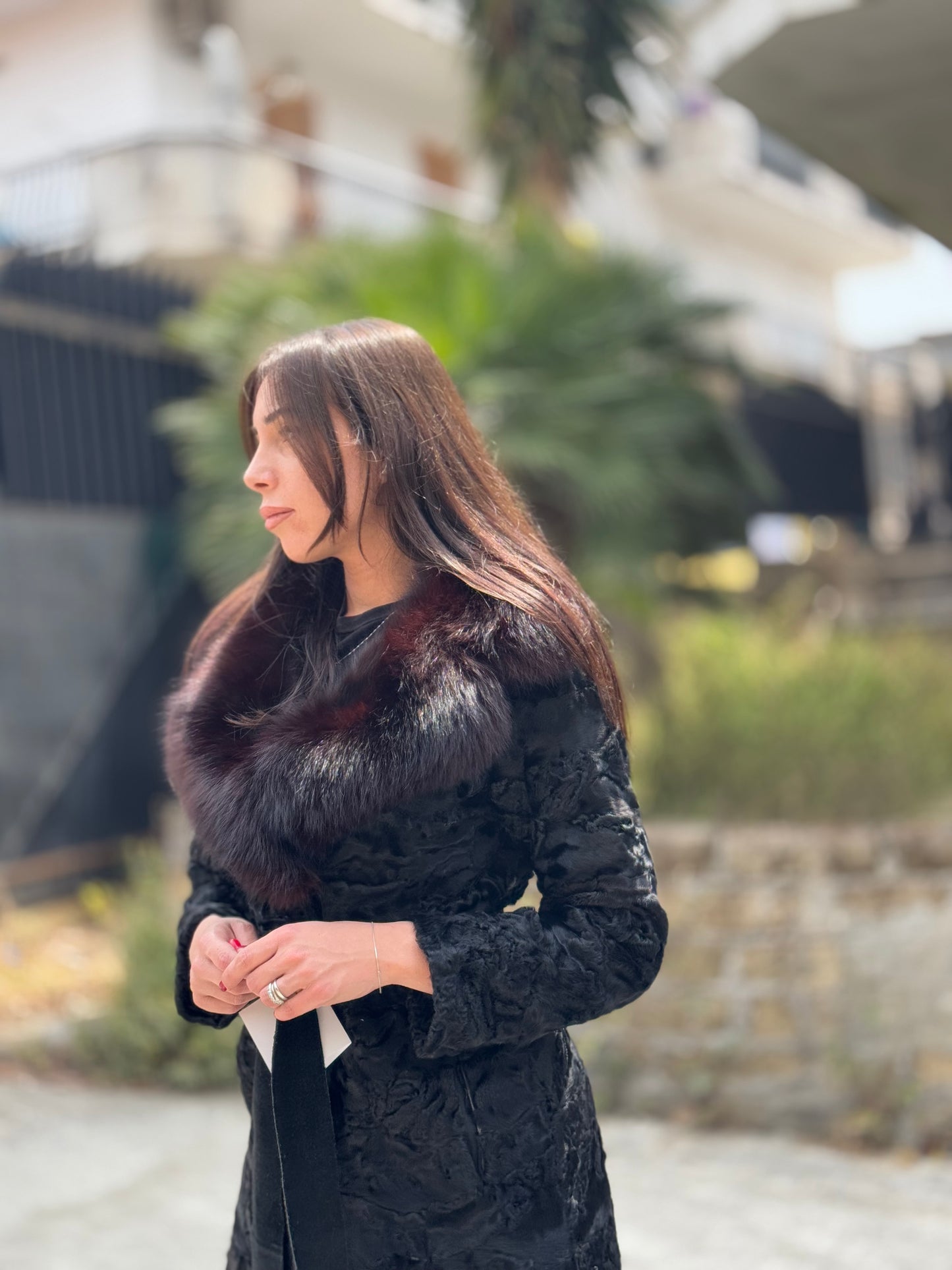 Cappotto in astrakan e volpe