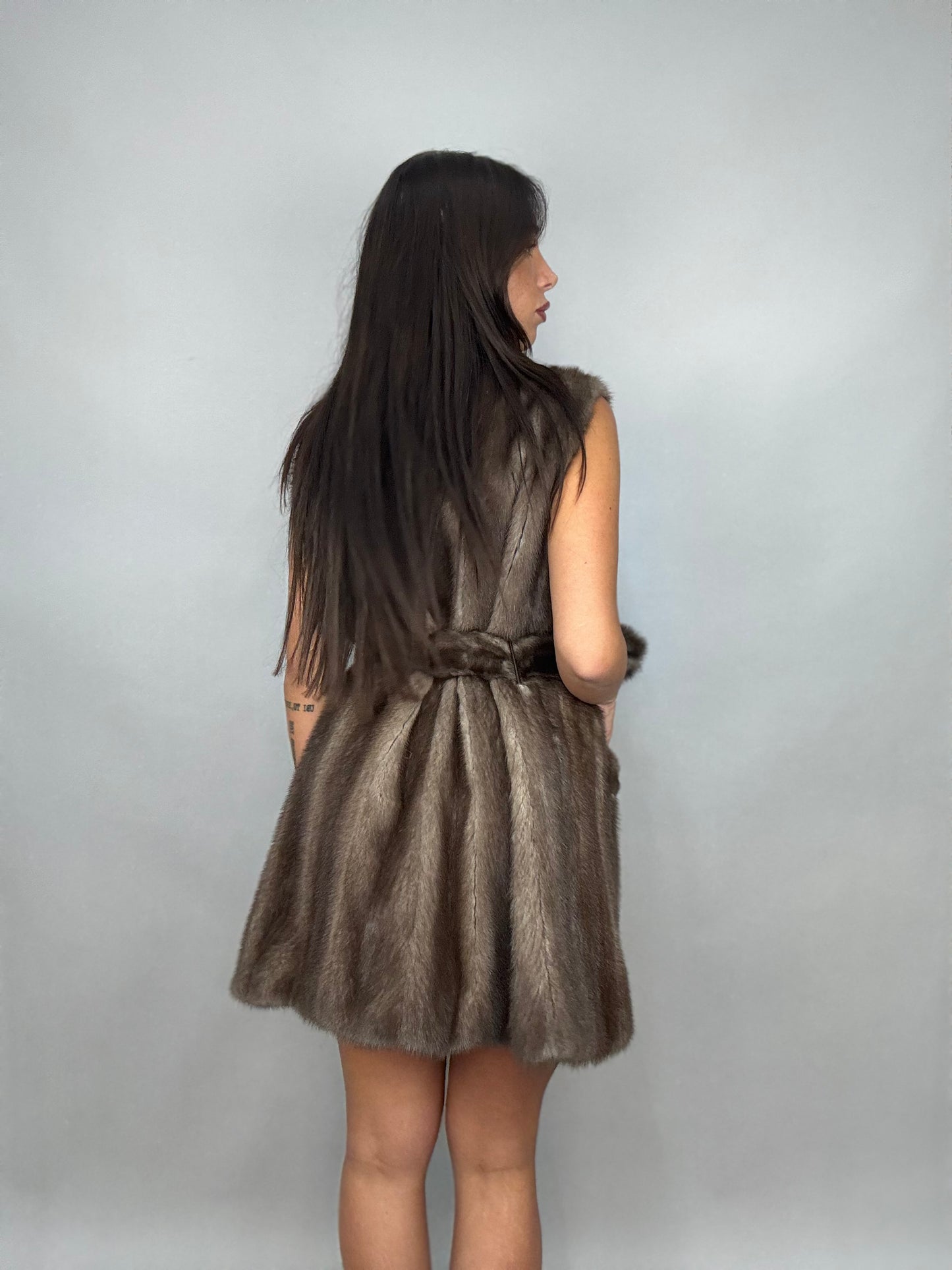 Mink sleeveless jacket