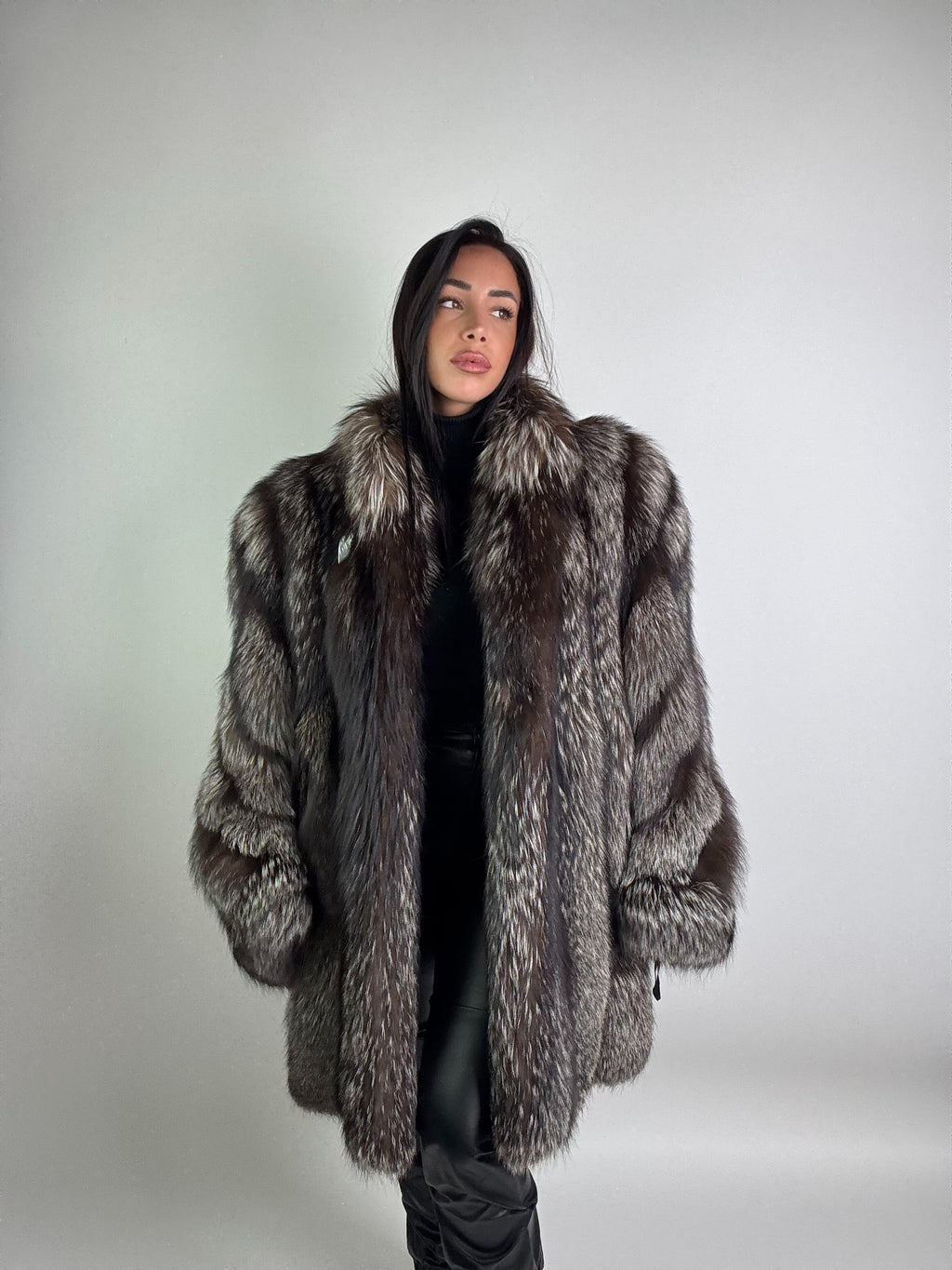 Giacca in volpe argentata N955