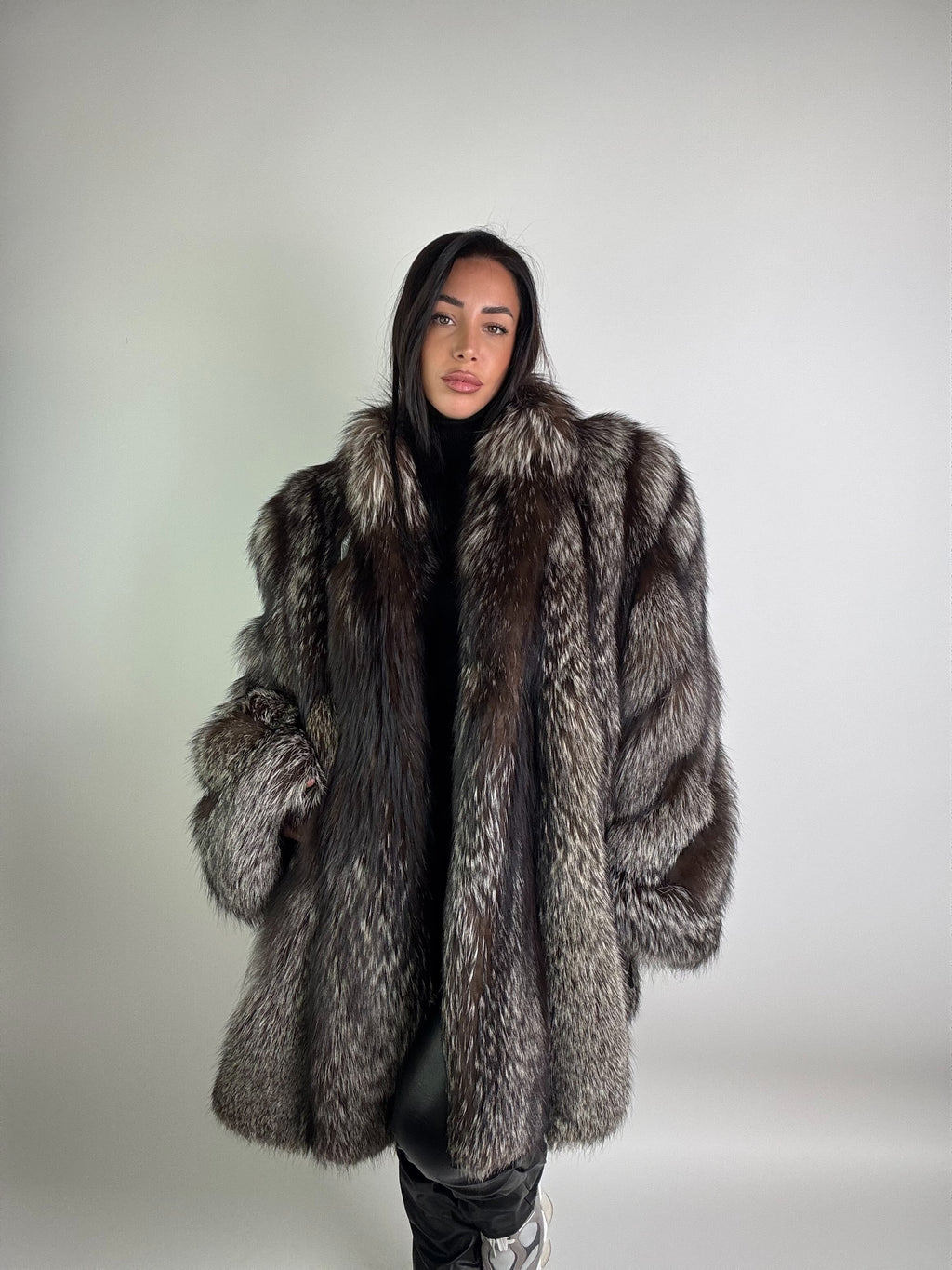 Giacca in volpe argentata N955