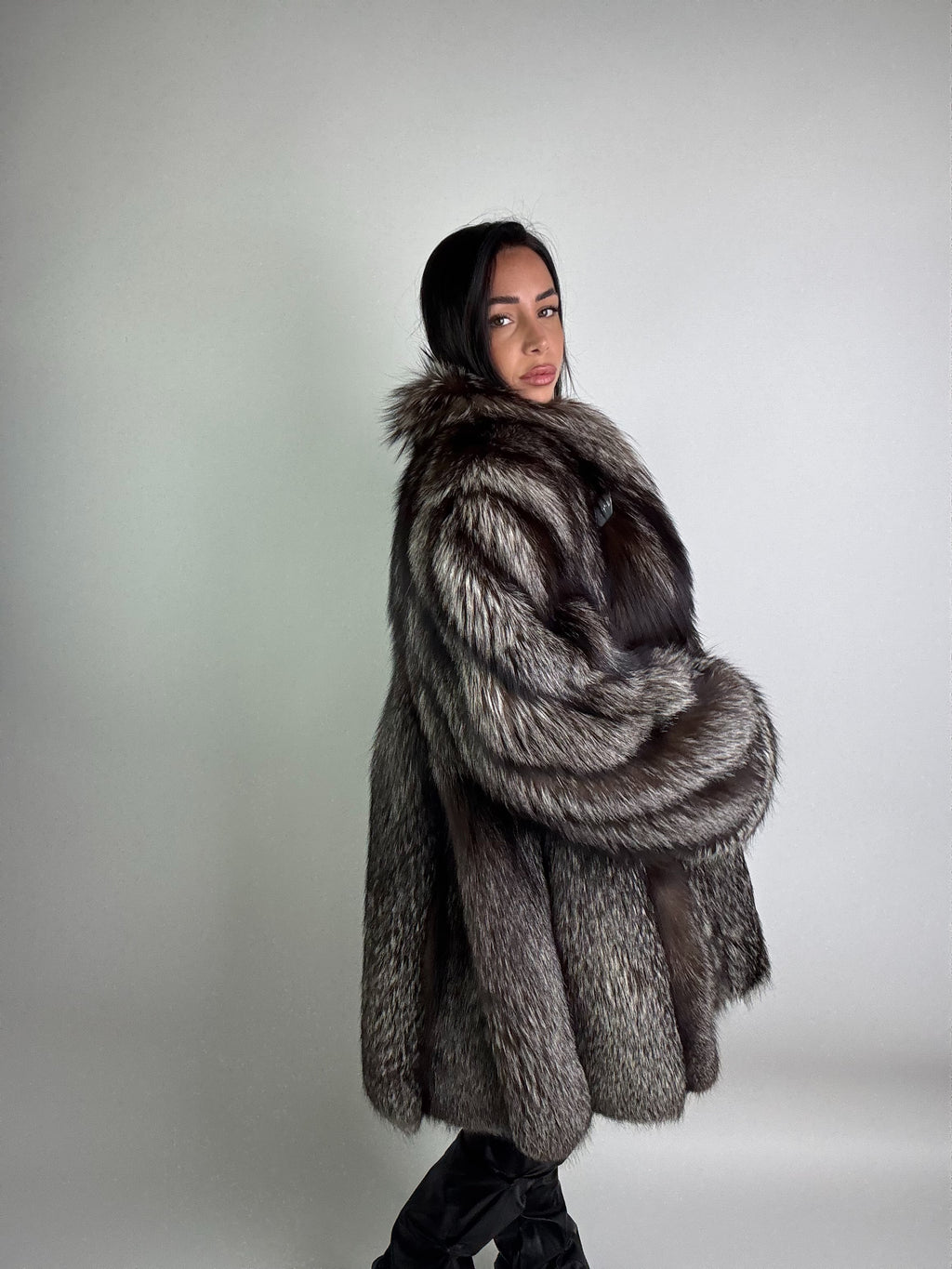 Giacca in volpe argentata N955