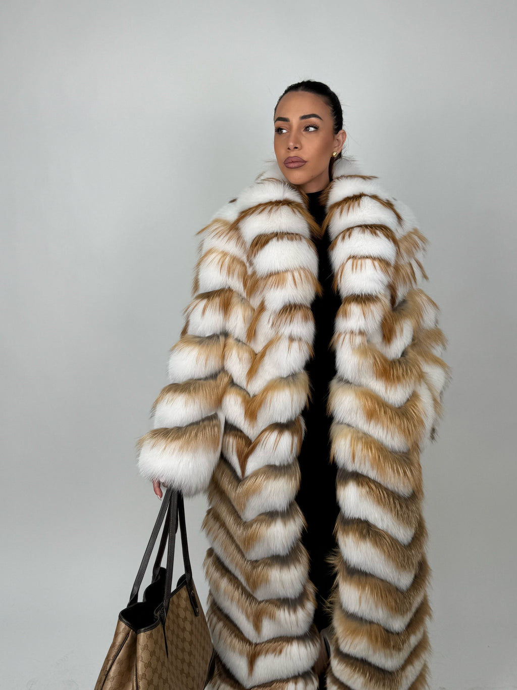 Cappotto in volpe shadow e gold N434