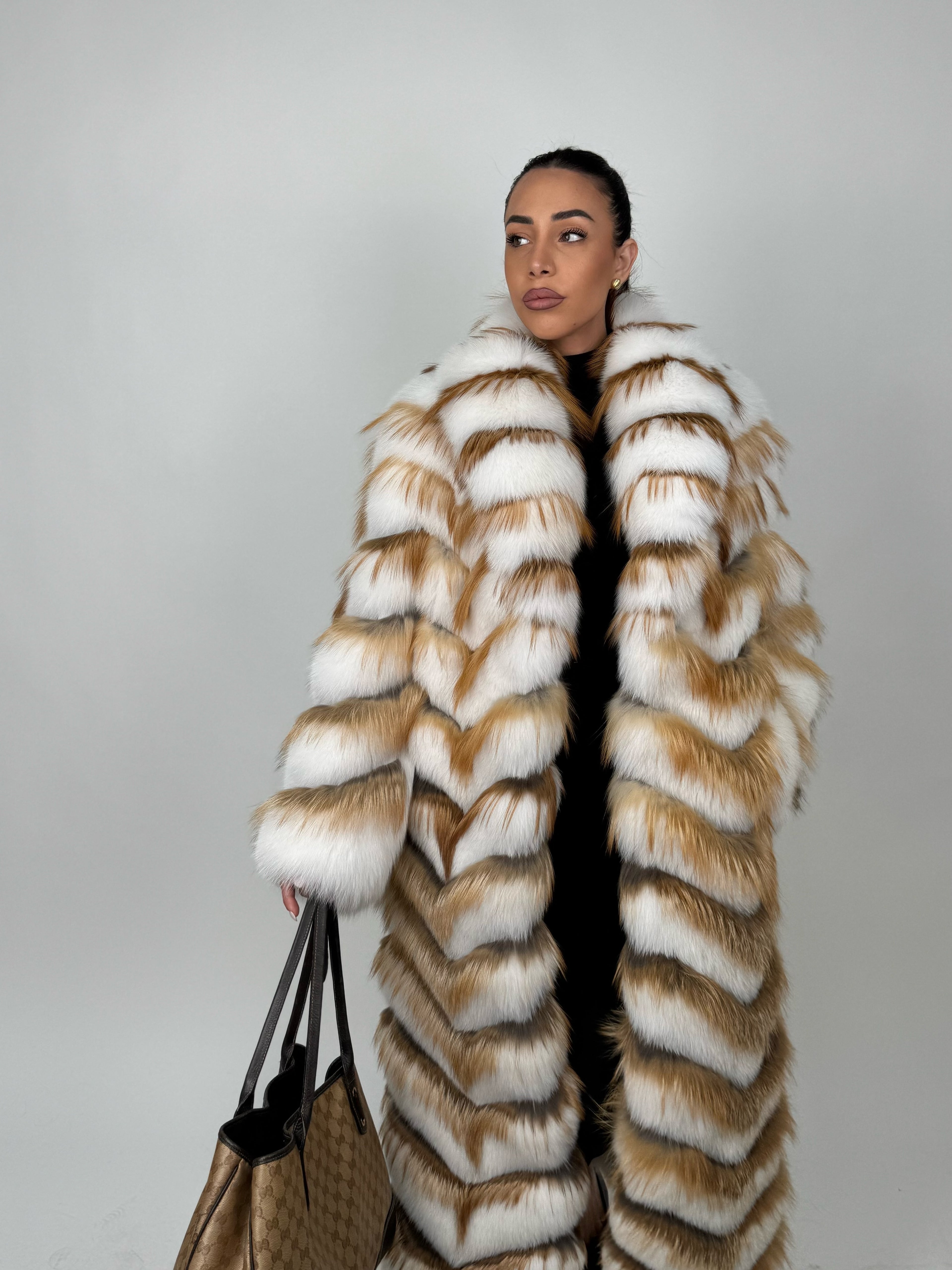 Cappotto in volpe shadow e gold N434