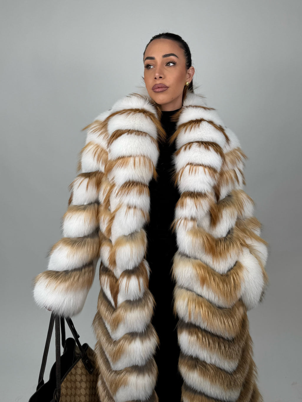 Cappotto in volpe shadow e gold N434