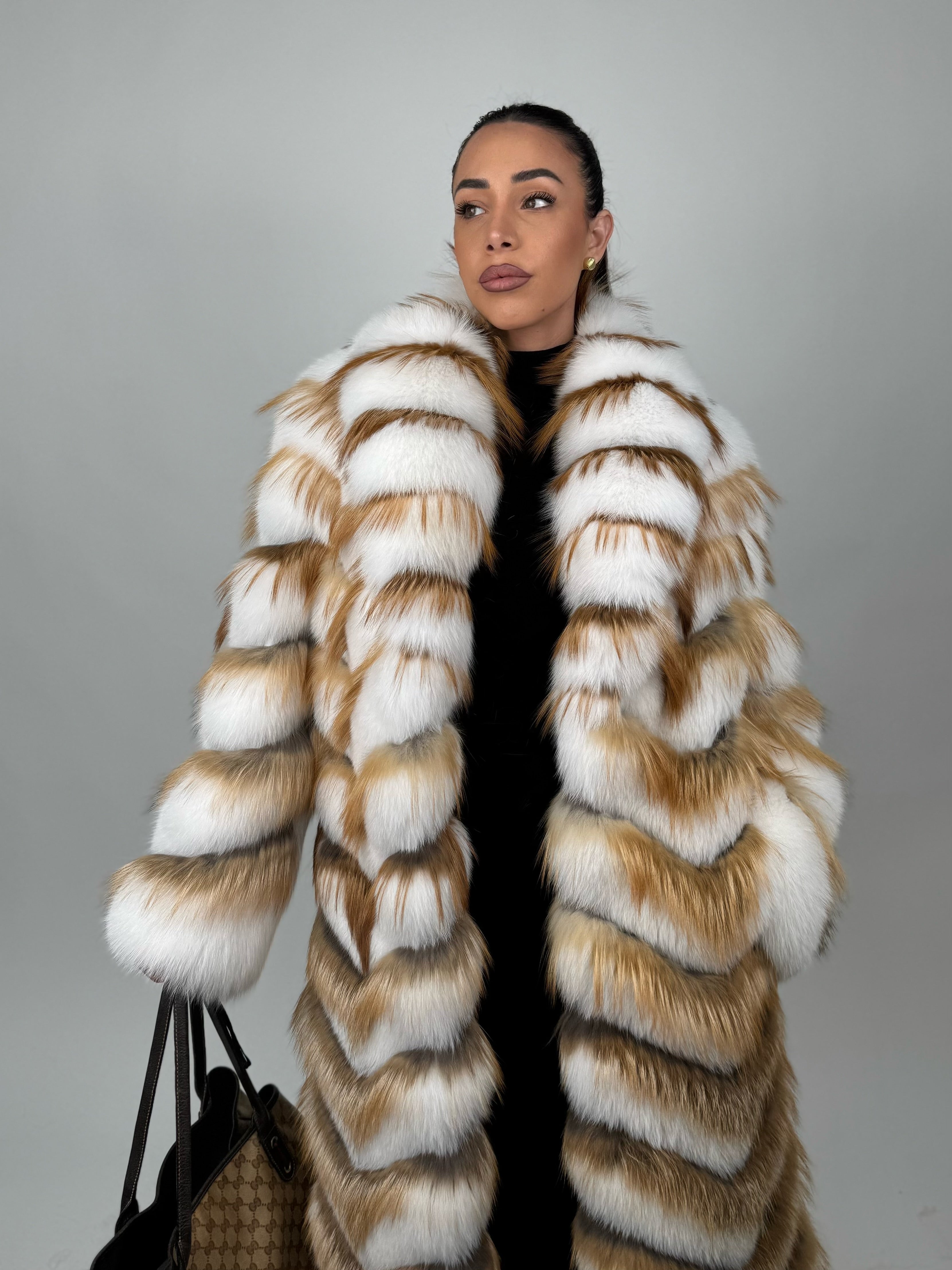 Cappotto in volpe shadow e gold N434