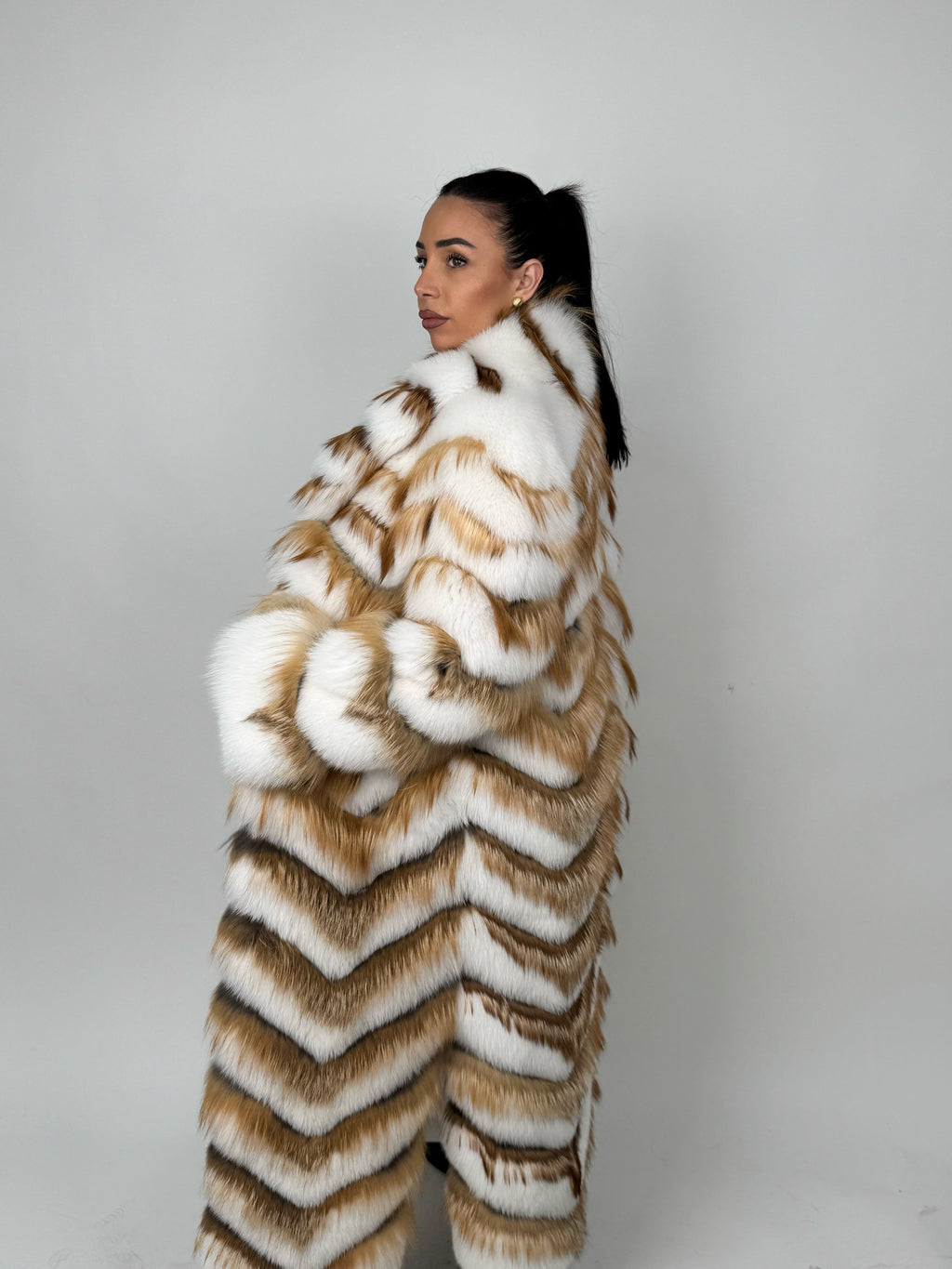 Cappotto in volpe shadow e gold N434