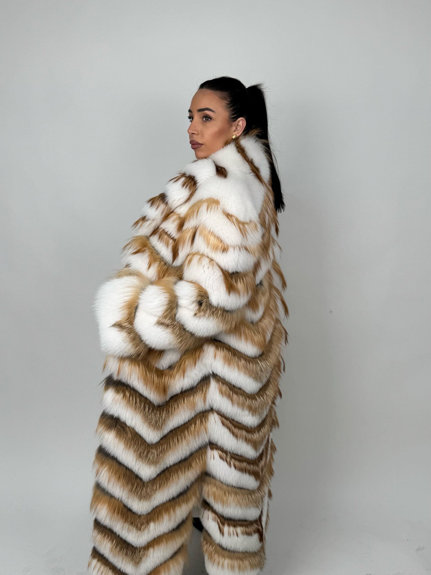 Cappotto in volpe shadow e gold N434