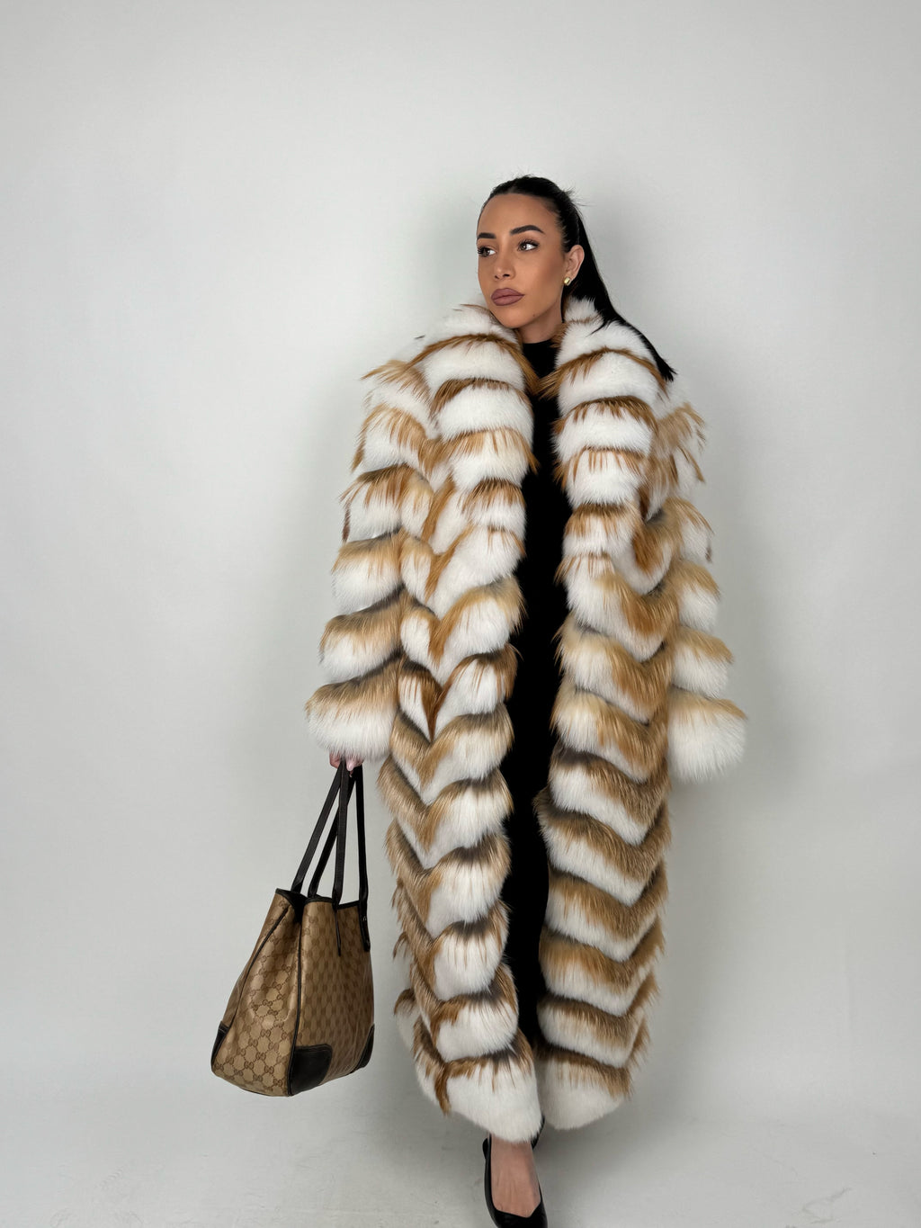 Cappotto in volpe shadow e gold N434