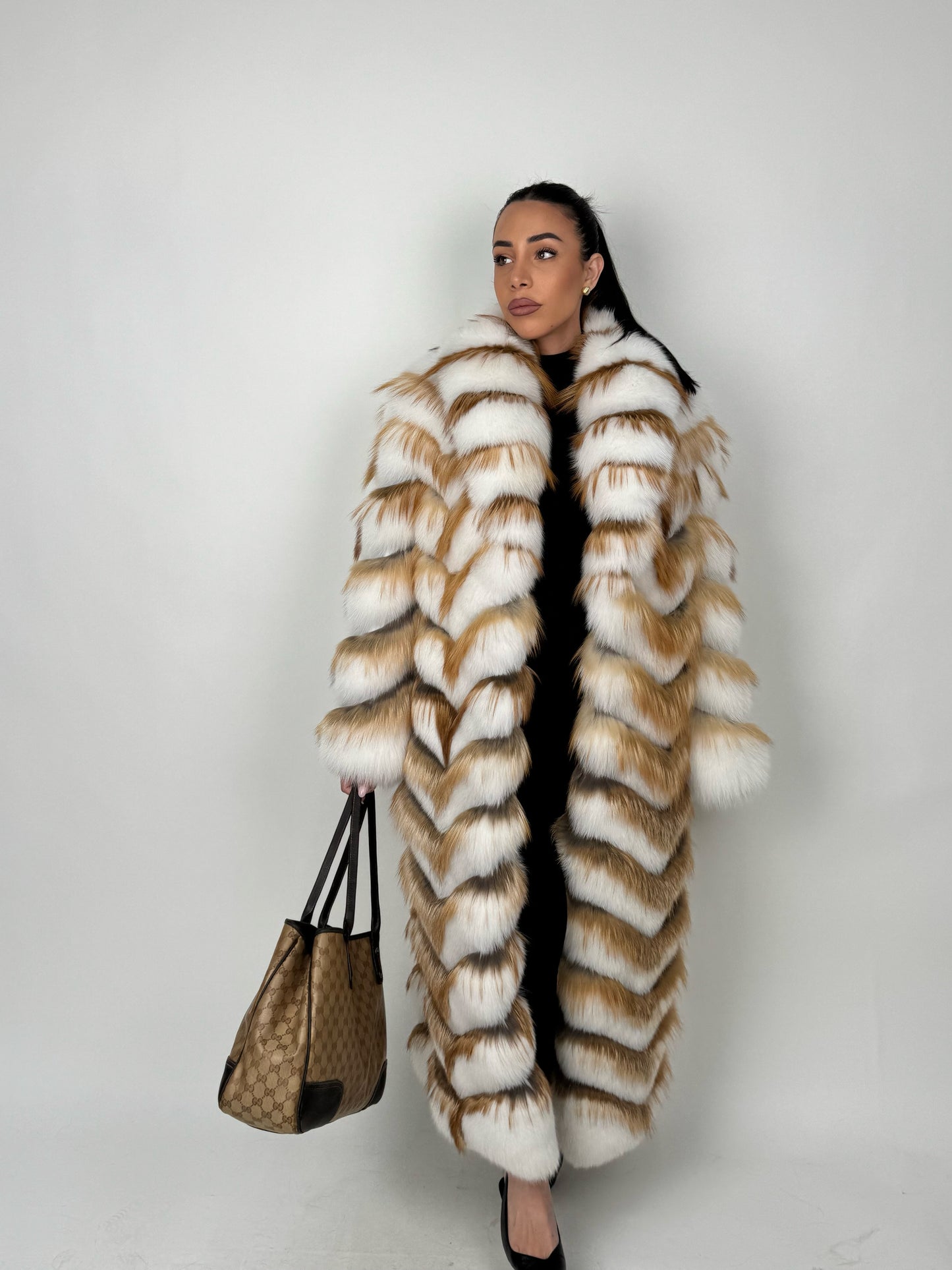 Cappotto in volpe shadow e gold N434