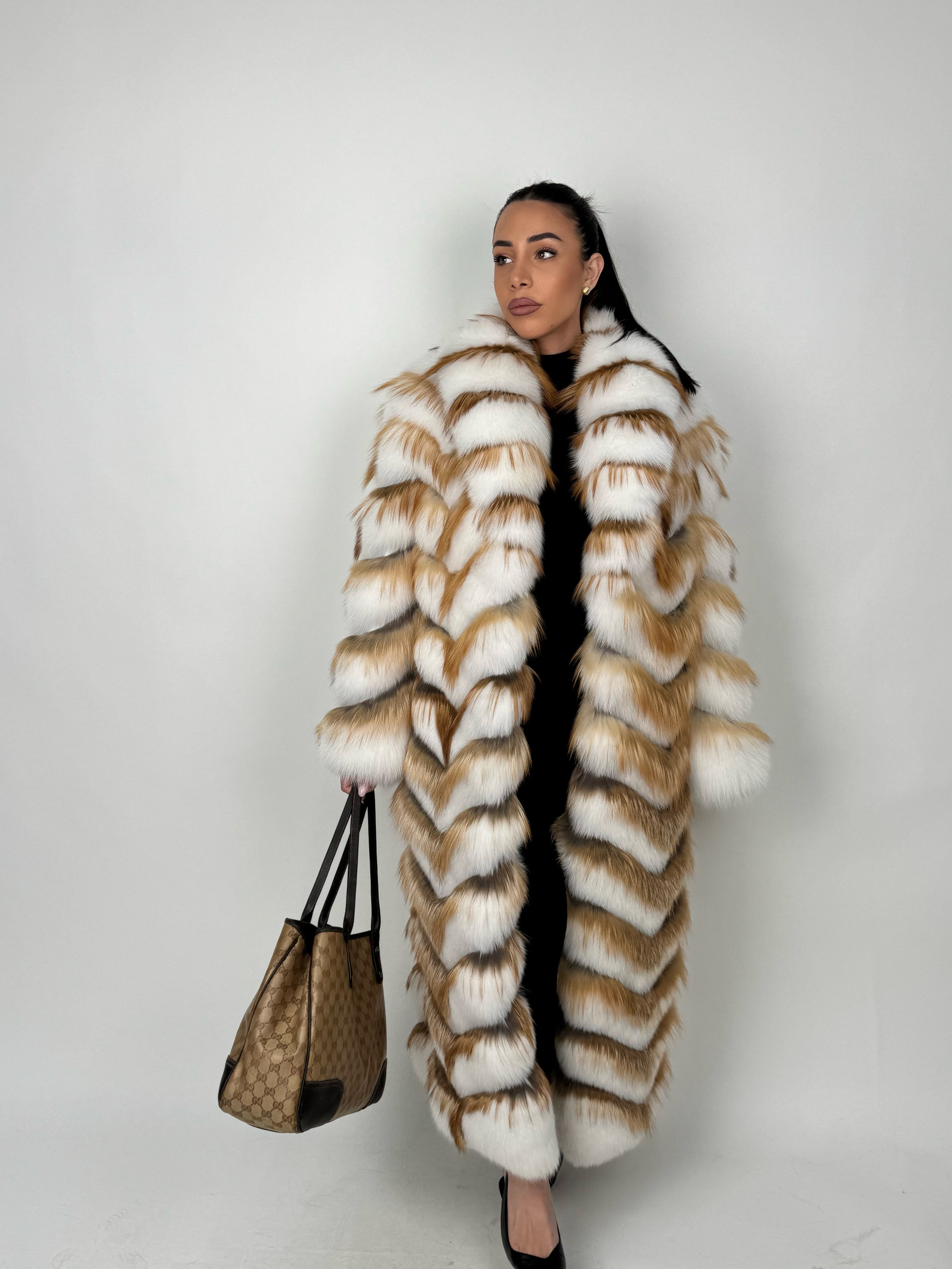 Cappotto in volpe shadow e gold N434