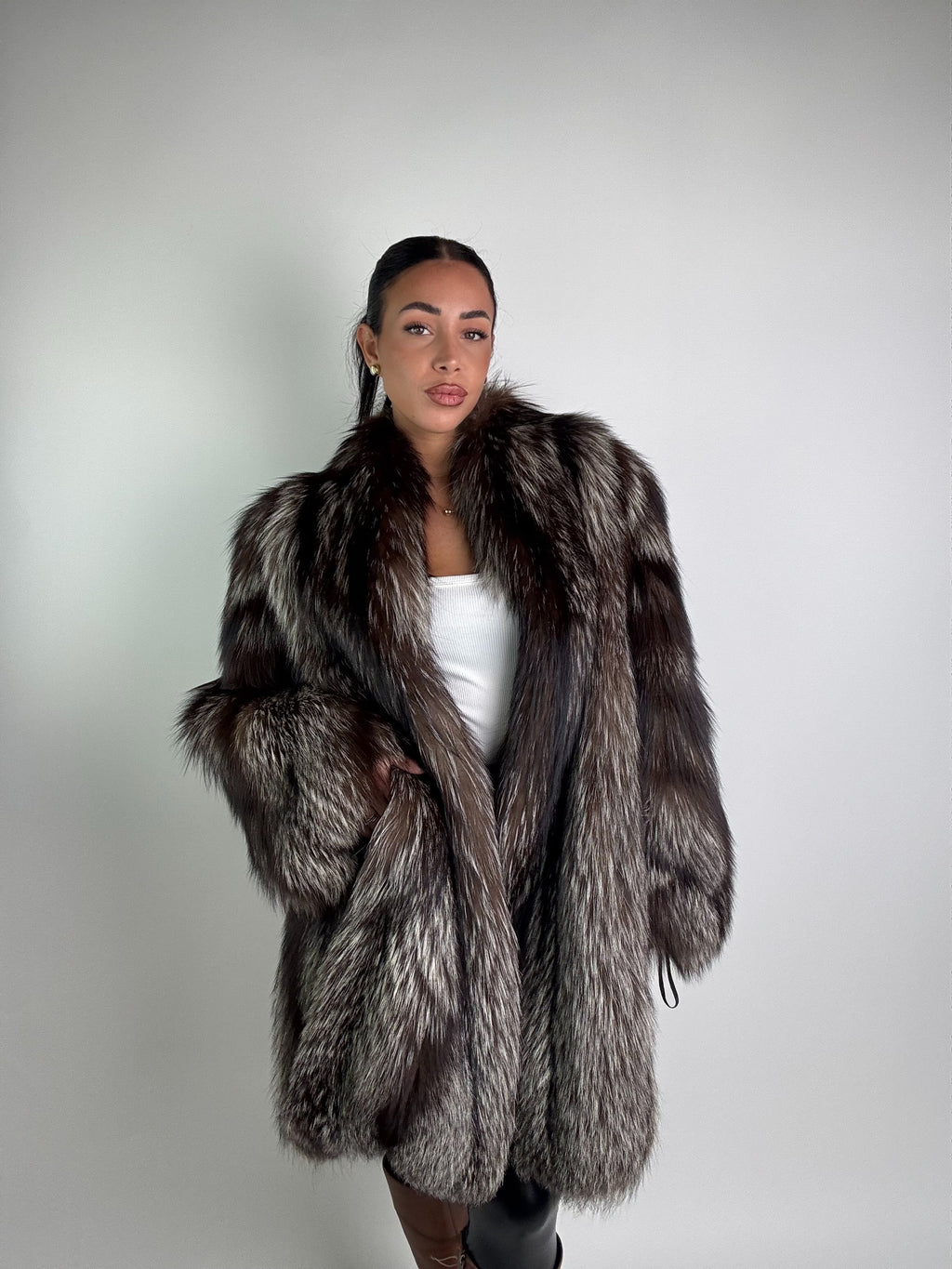 Giacca in volpe argentata N962