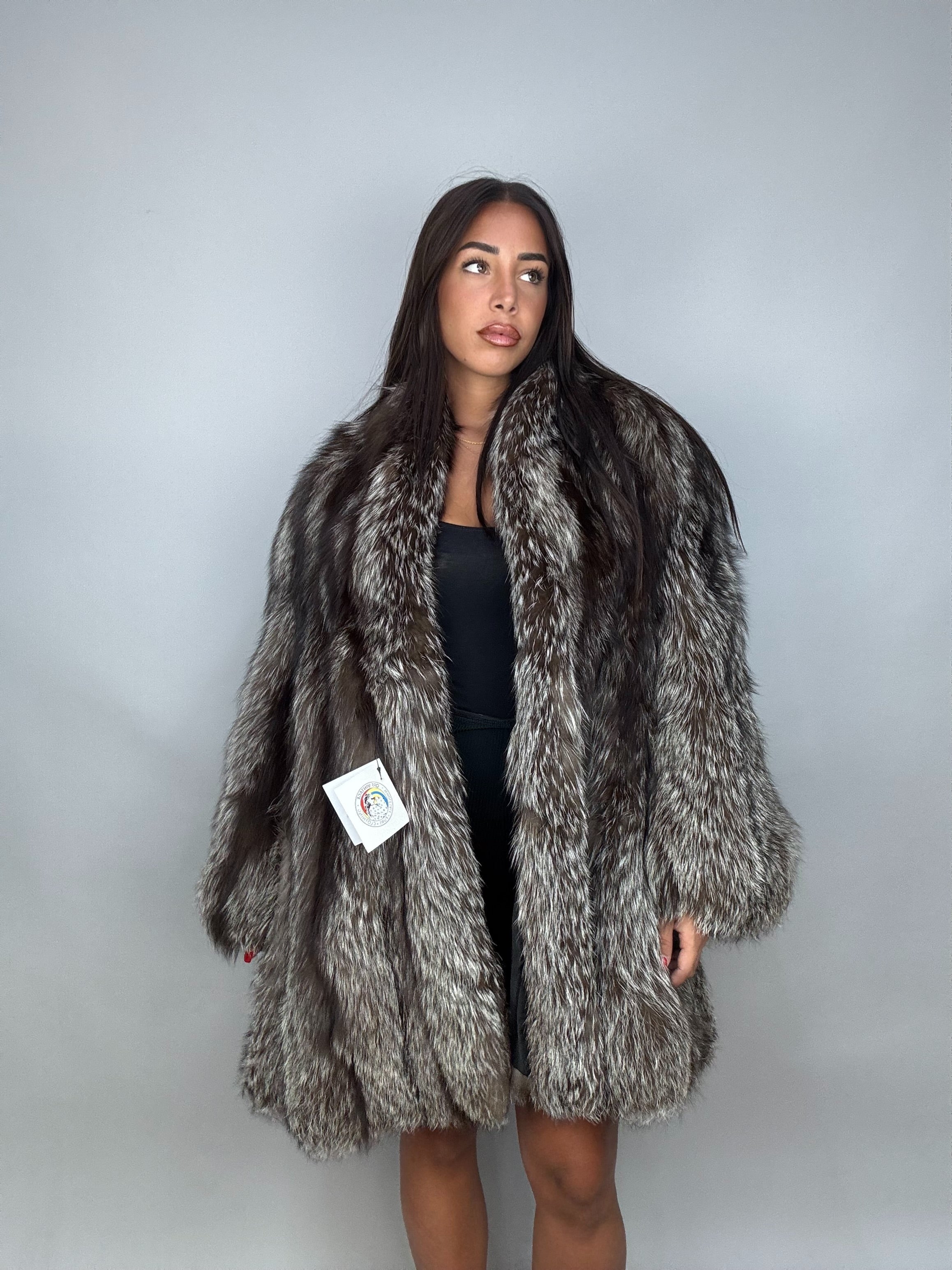 Giacca in volpe argentata