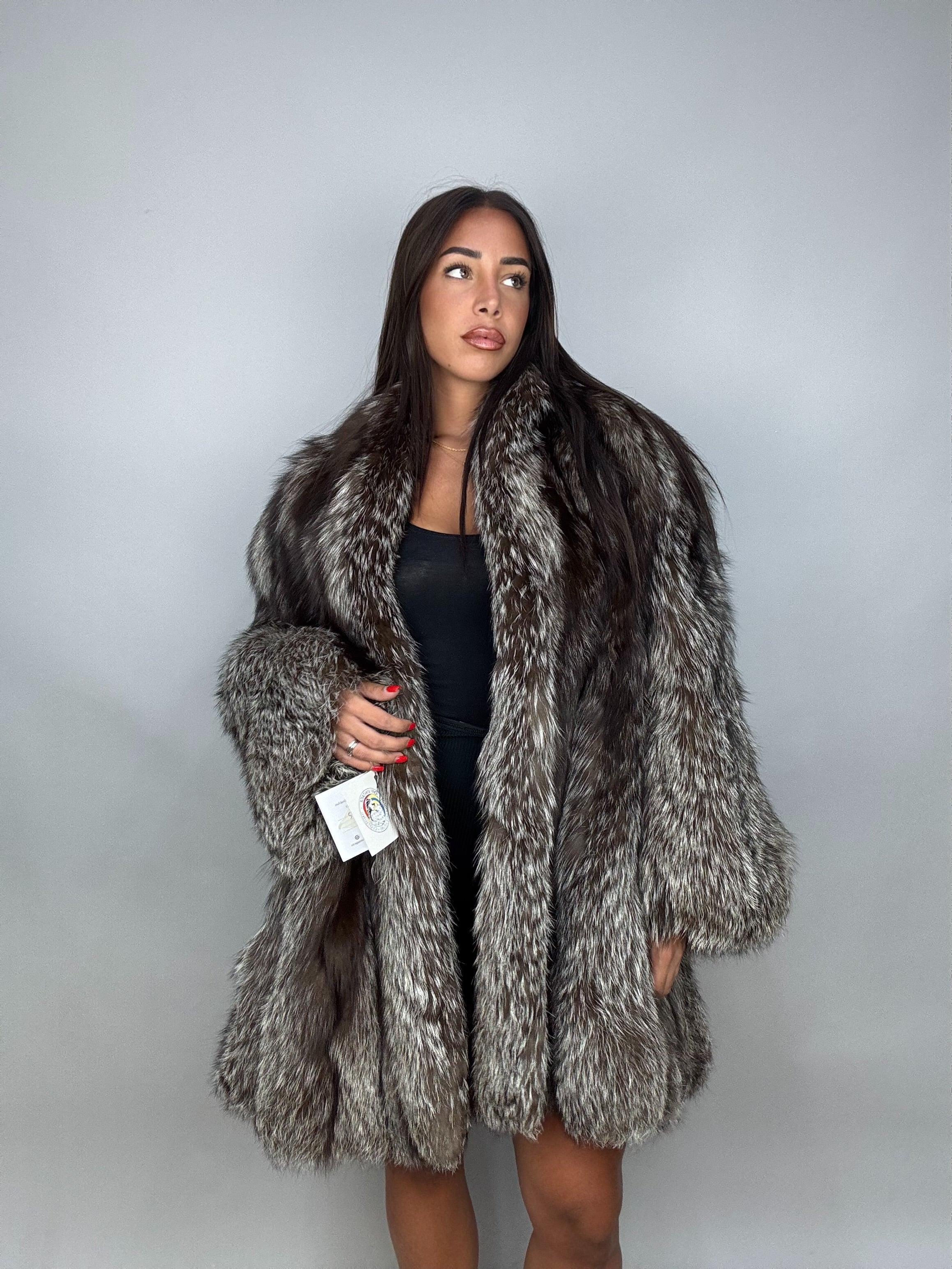Giacca in volpe argentata
