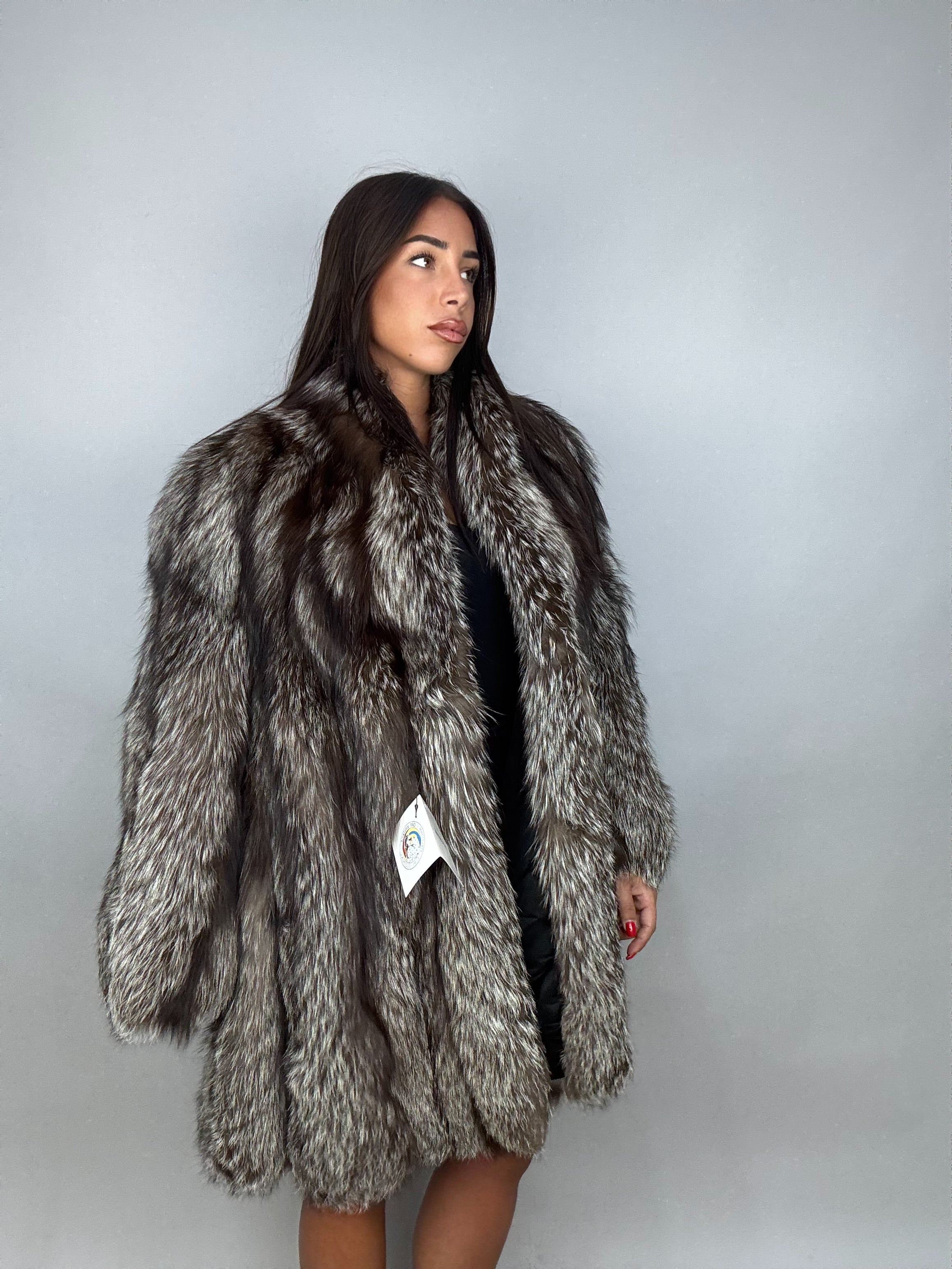 Giacca in volpe argentata