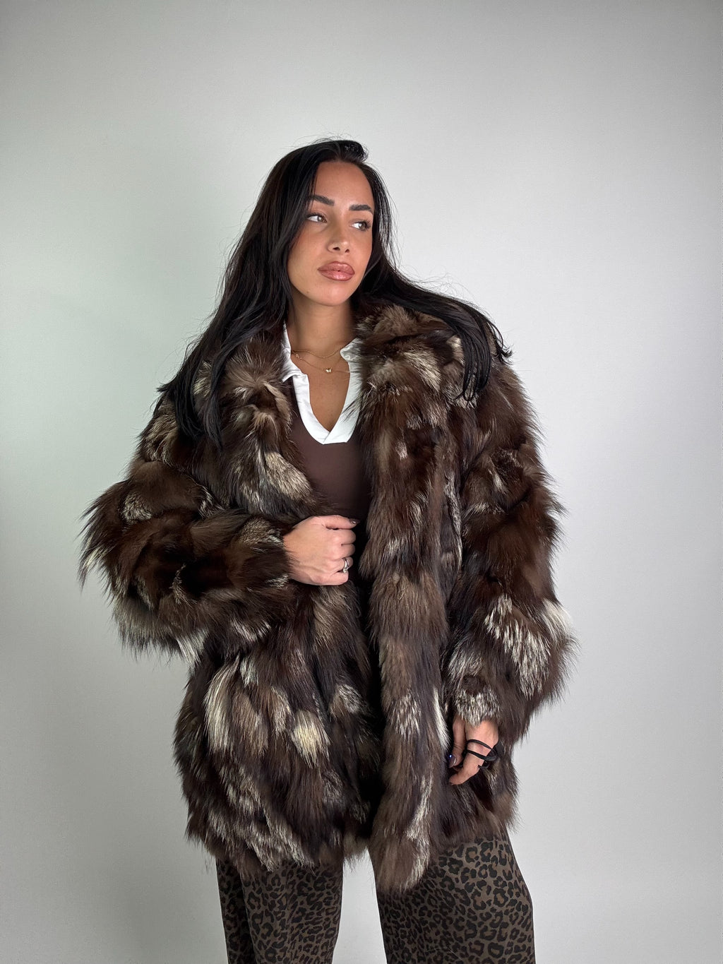 Giacca in volpe argentata N947