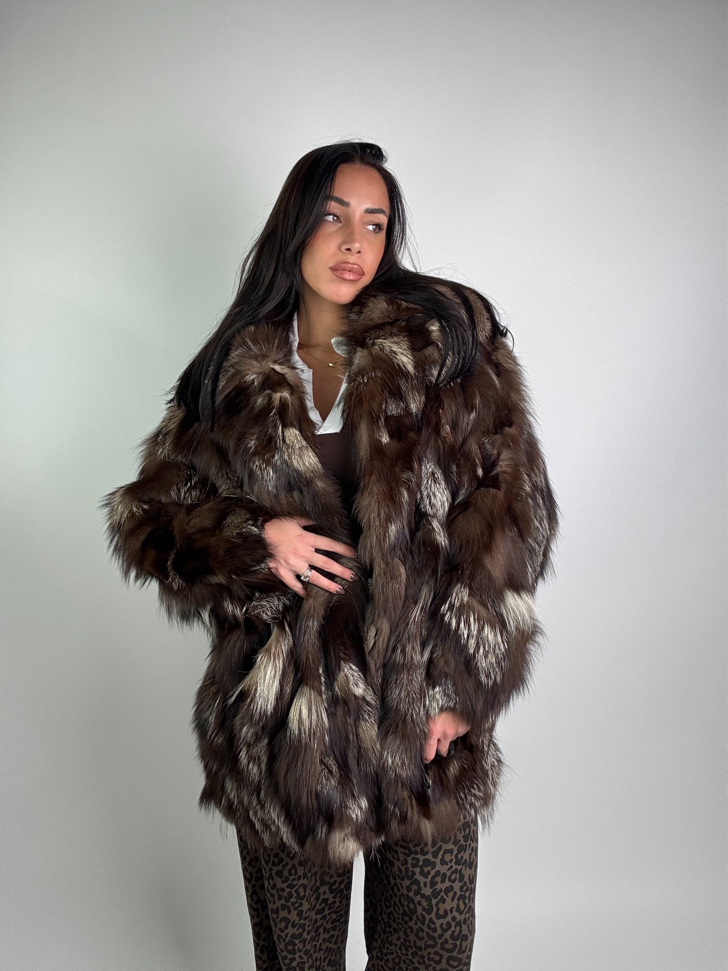 Giacca in volpe argentata N947