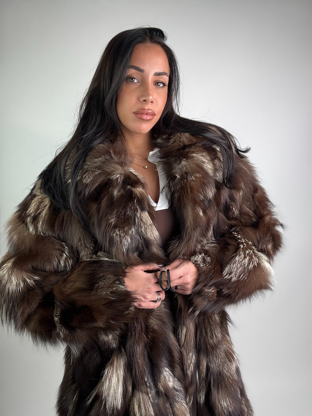 Giacca in volpe argentata N947