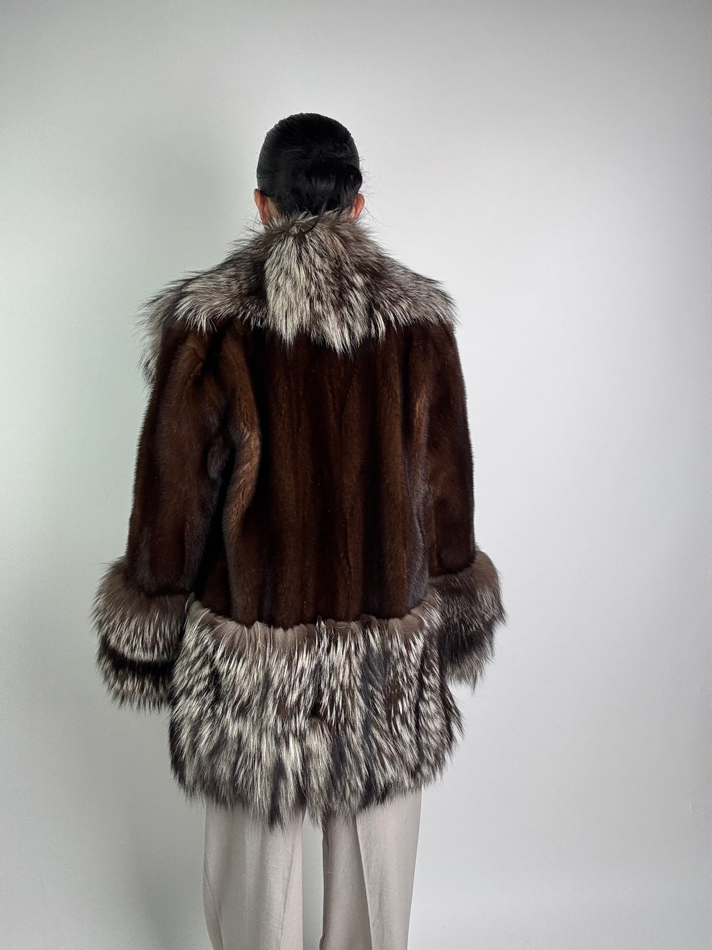 Giacca in visone e volpe argentata