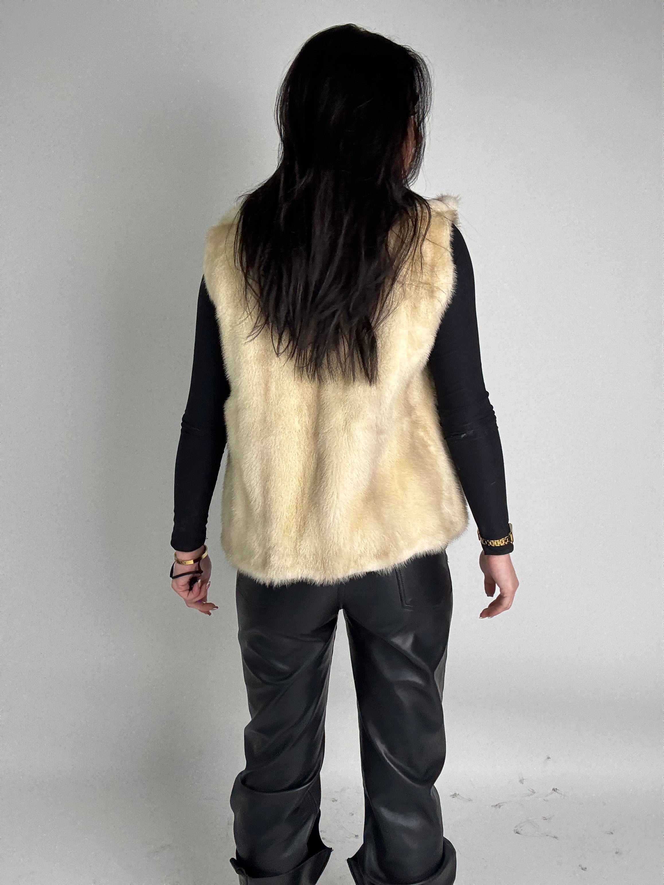 Mink jacket with belt and hood