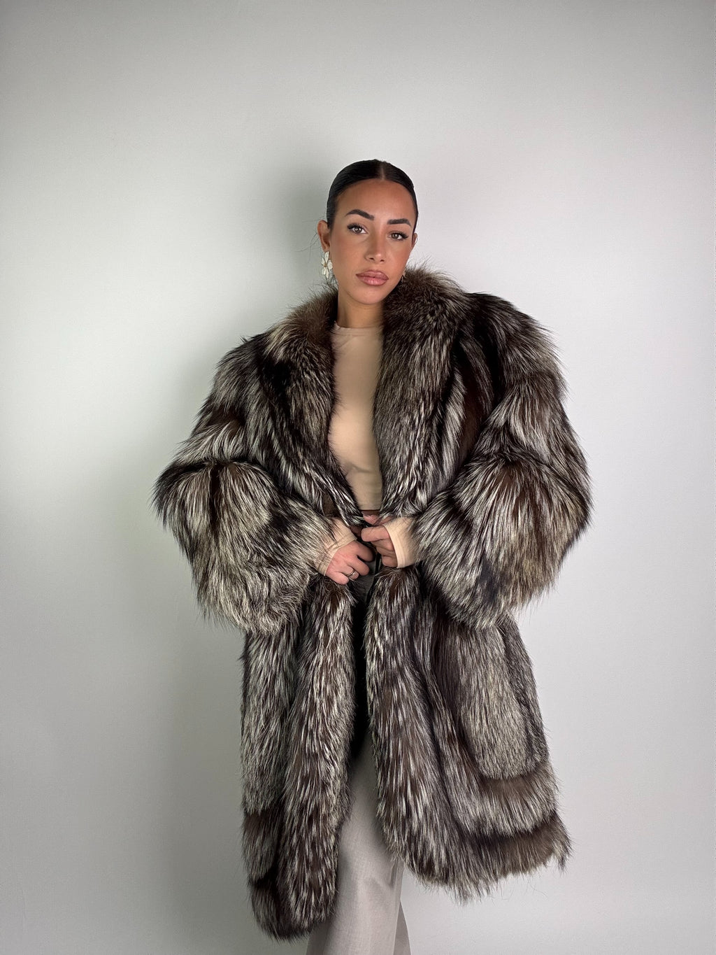 Giacca in volpe argentata N964