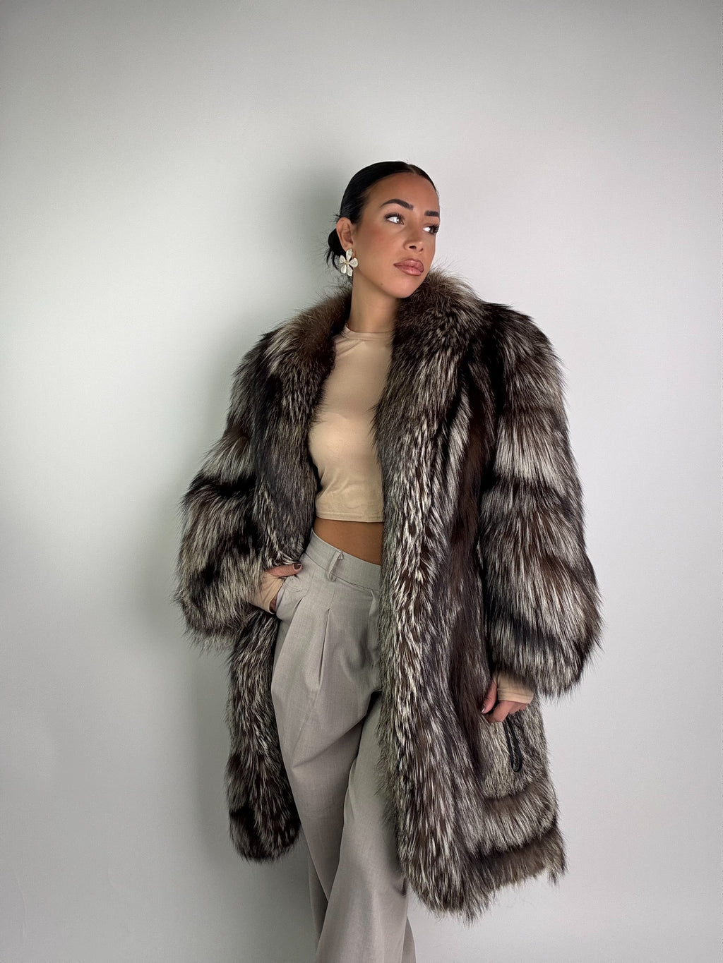 Giacca in volpe argentata N964