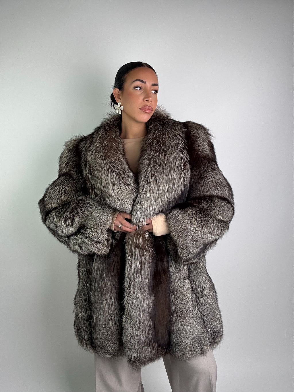 Giacca in volpe argentata N965