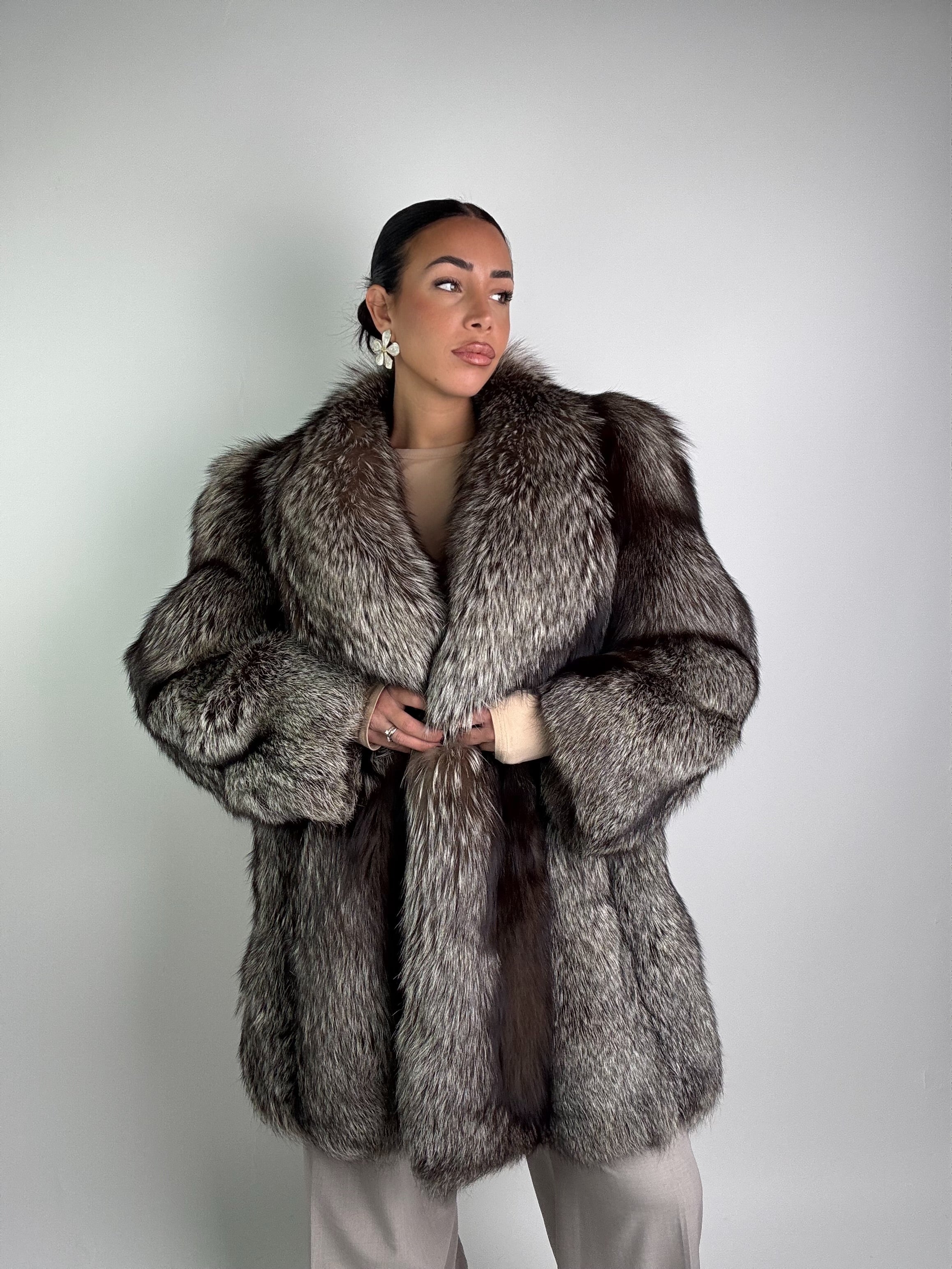 Giacca in volpe argentata N965