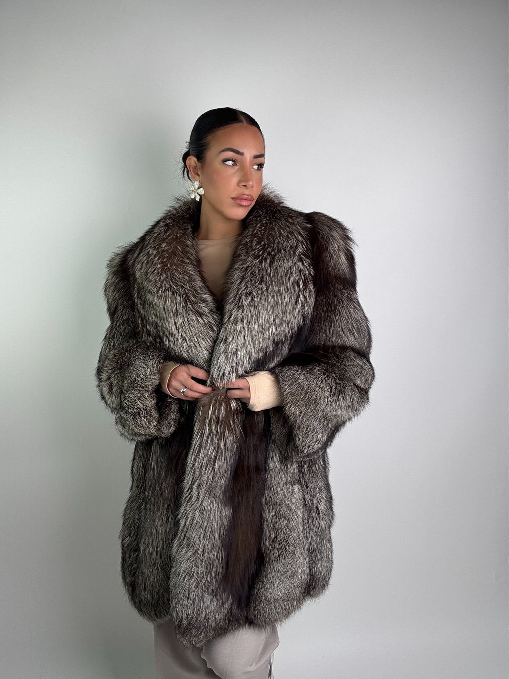 Giacca in volpe argentata N965