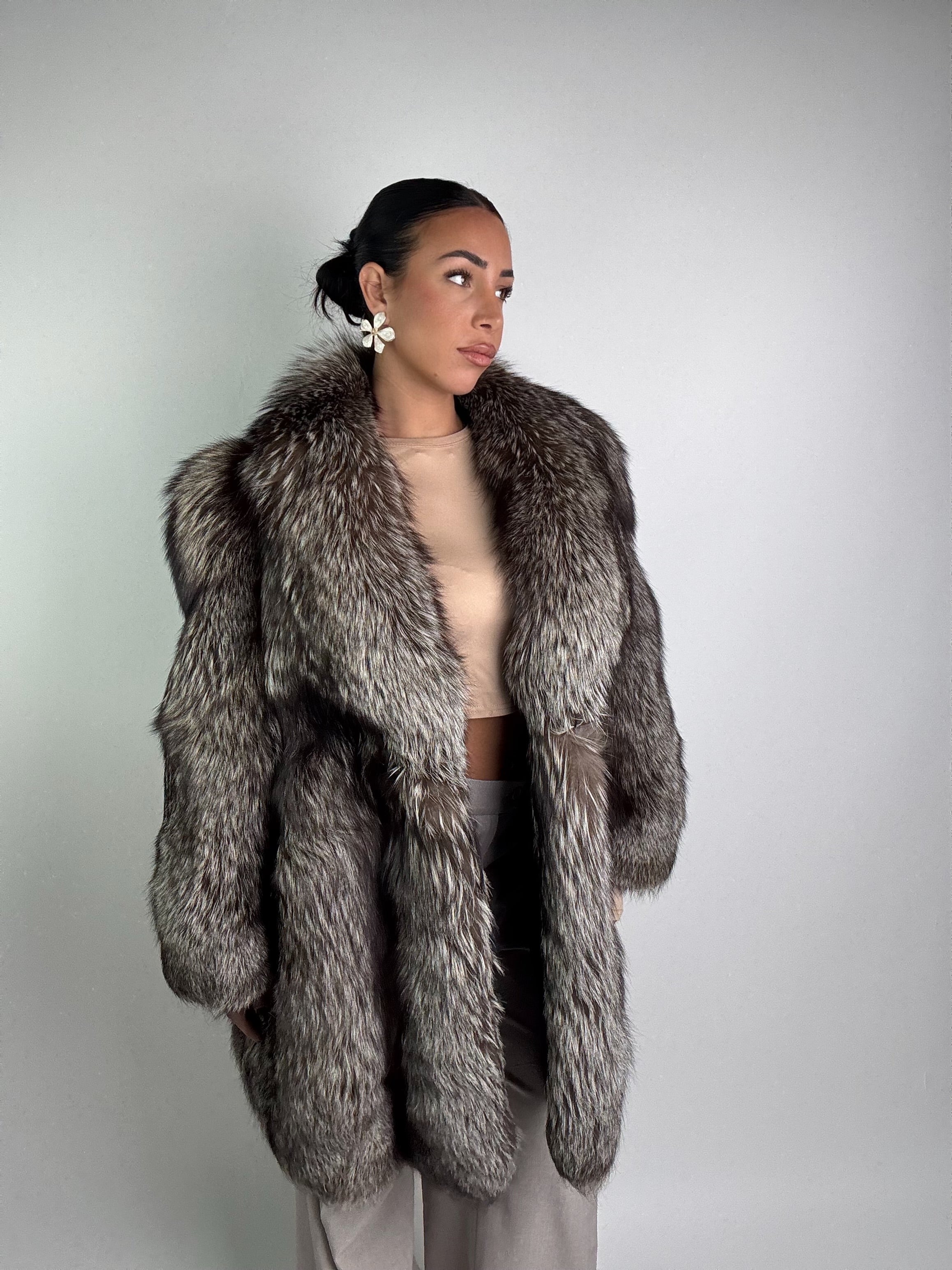 Giacca in volpe argentata N965